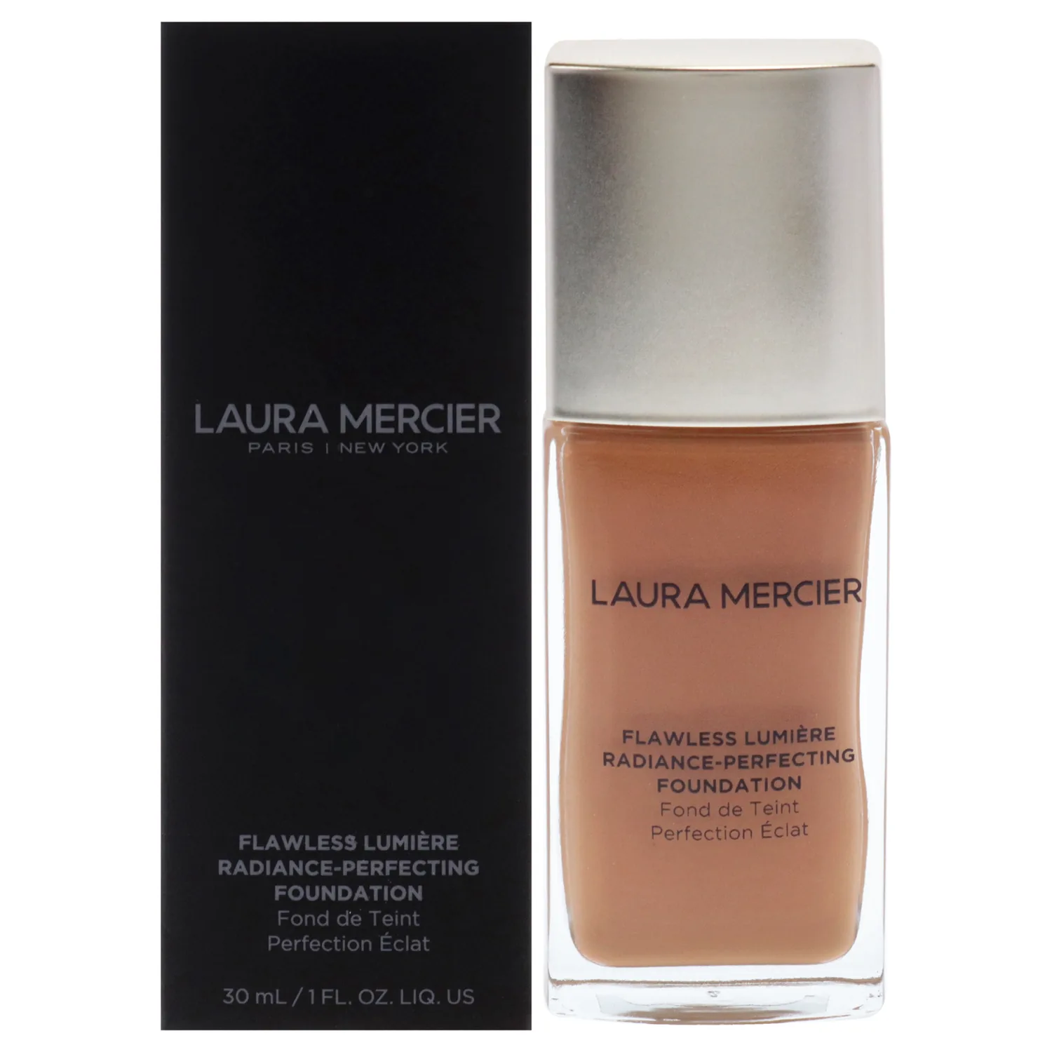 Laura Mercier Flawless Lumière Foundation, 15HR Hydration, Medium to Full Coverage, Improves the Look of Dull and Dry Skin, Luminous Finish, Non-Comedogenic, Vitamin C Infused, 4C1 Praline