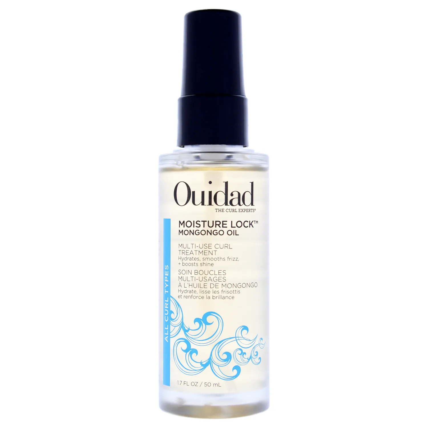 Ouidad Moisture Lock Mongongo Hair Oil for Curly Hair, 1.7 fl oz, Multi-Use Leave-In Treatment, Fast-Absorbing Elixir, Hydrates, Smoothes, Strengthens & Restores Natural Luster, All Curl Types
