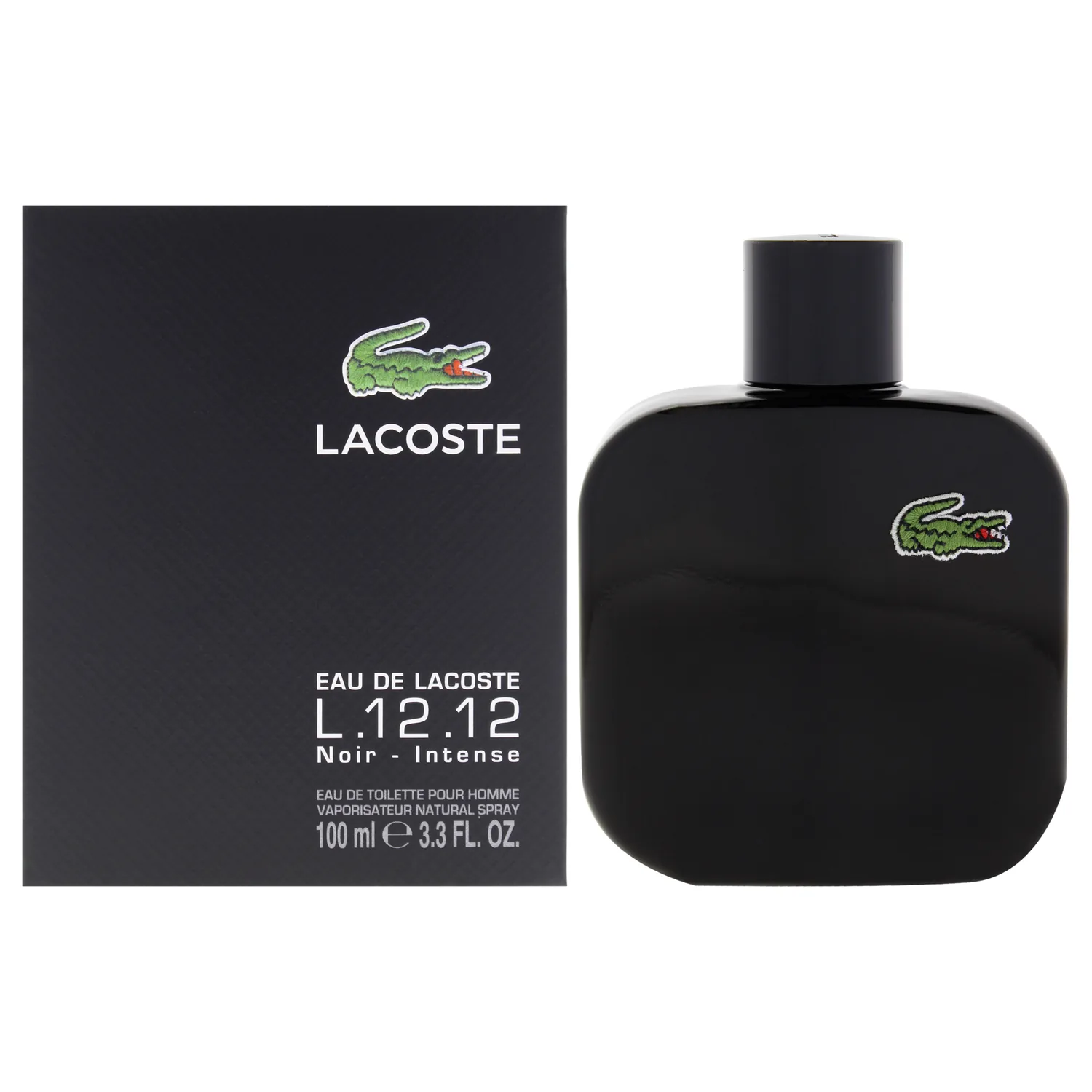 Lacoste Eau de Toilette Spray for Men, Eau De Lacoste L.12.12 Noir, 3.3 Ounce