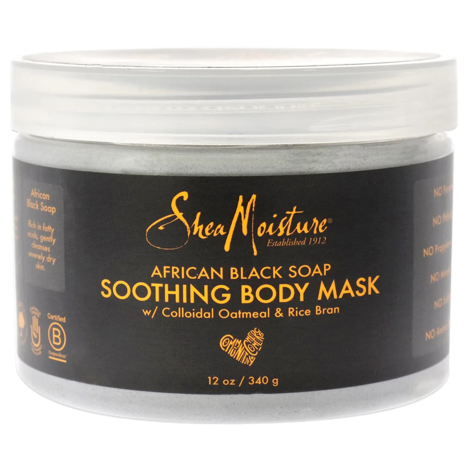 Shea Moisture African Black Soap Soothing Body Mask By Shea Moisture for Unisex - 12 Oz Mask, 12 Ounce