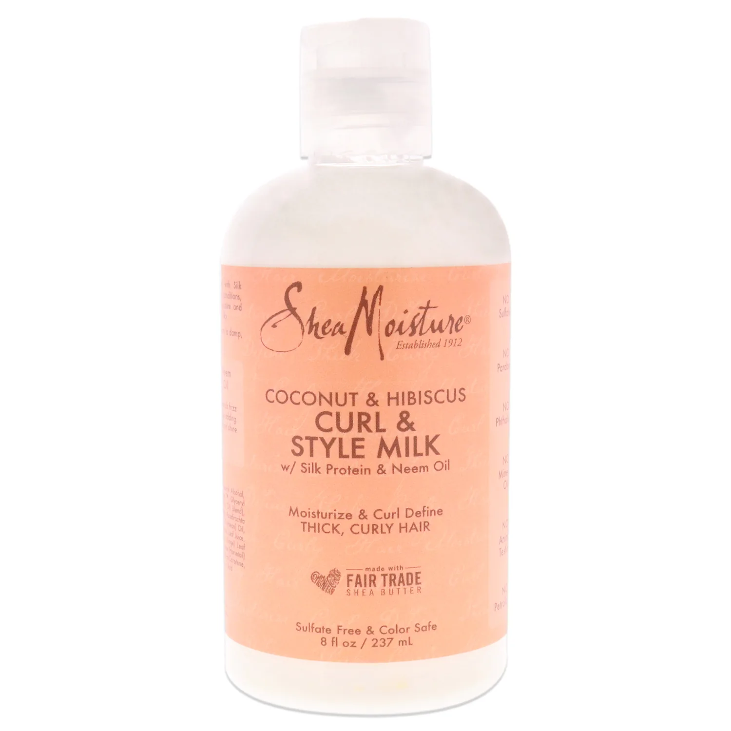 SheaMoisture Curl & Style Milk Coconut & Hibiscus with Silk Protein & Neem Oil for Thick, Defined, Curly Hair Fair Trade, Sulfate-Free 8 oz