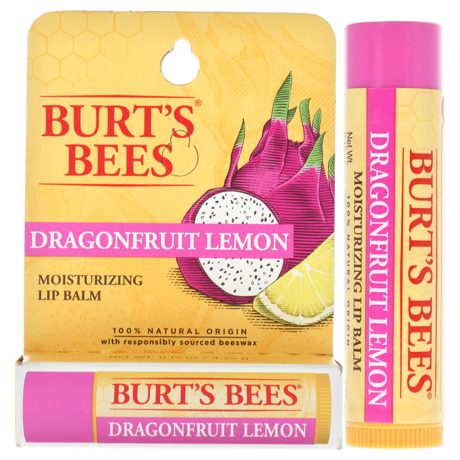 Burts Bees Dragonfruit Lemon Moisturizing Lip Balm 4ml / 0.15 oz