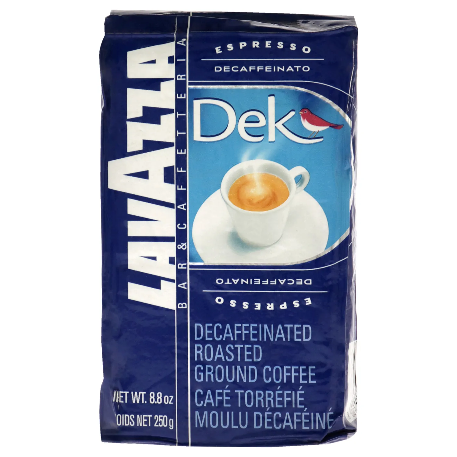 Lavazza Dek Ground Coffee Blend, Decaffeinated Dark Espresso Roast, 8.8-Ounce Bag