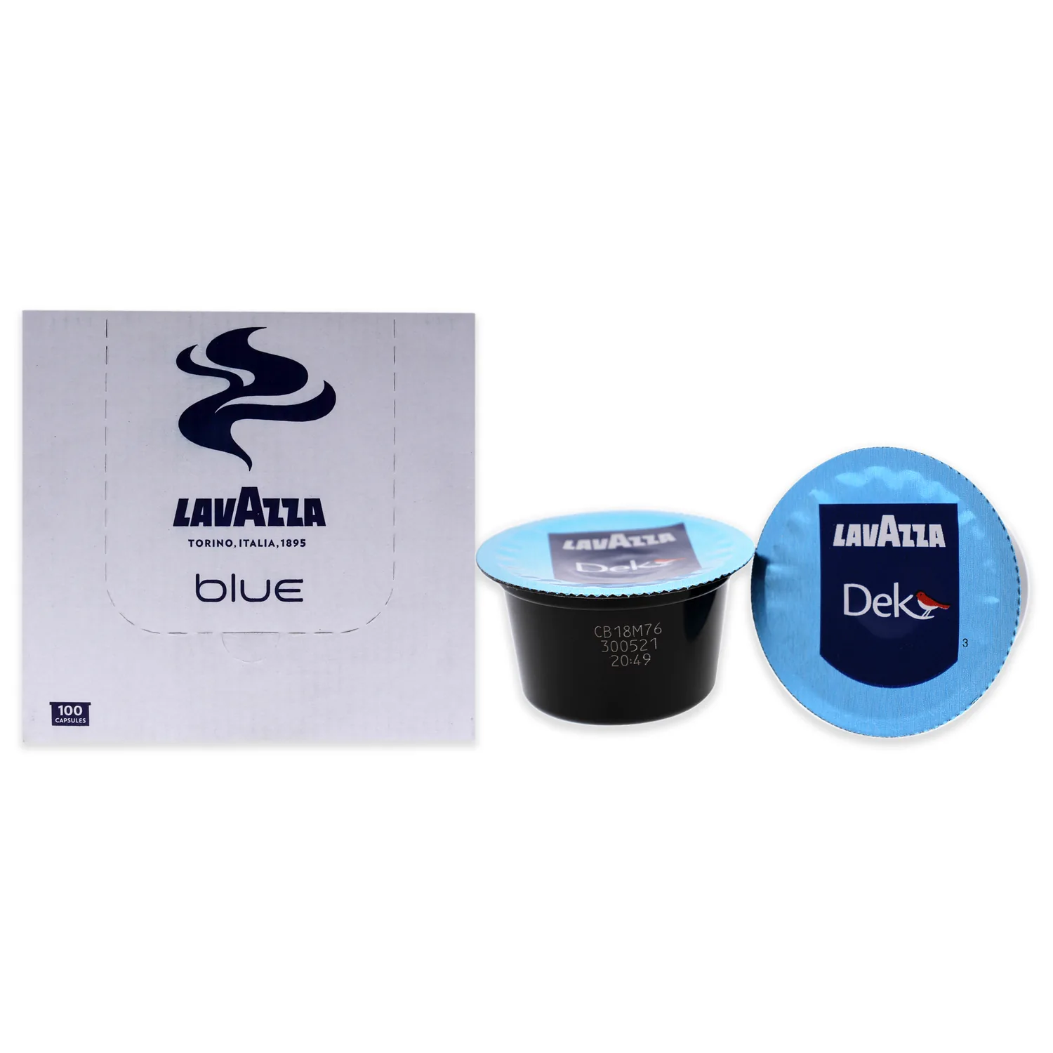 Lavazza Blue DEK Espresso Capsules, Arabica and Robusta Blend, Compatible with Lavazza Classy Machines (100 Capsules)