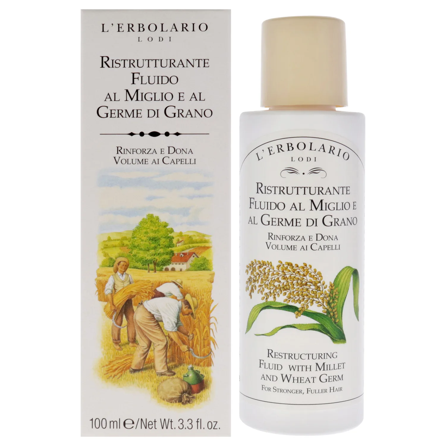 L'Erbolario Millet and Wheat Restructuring Fluid Hair Serum 98ml / 3.3 oz
