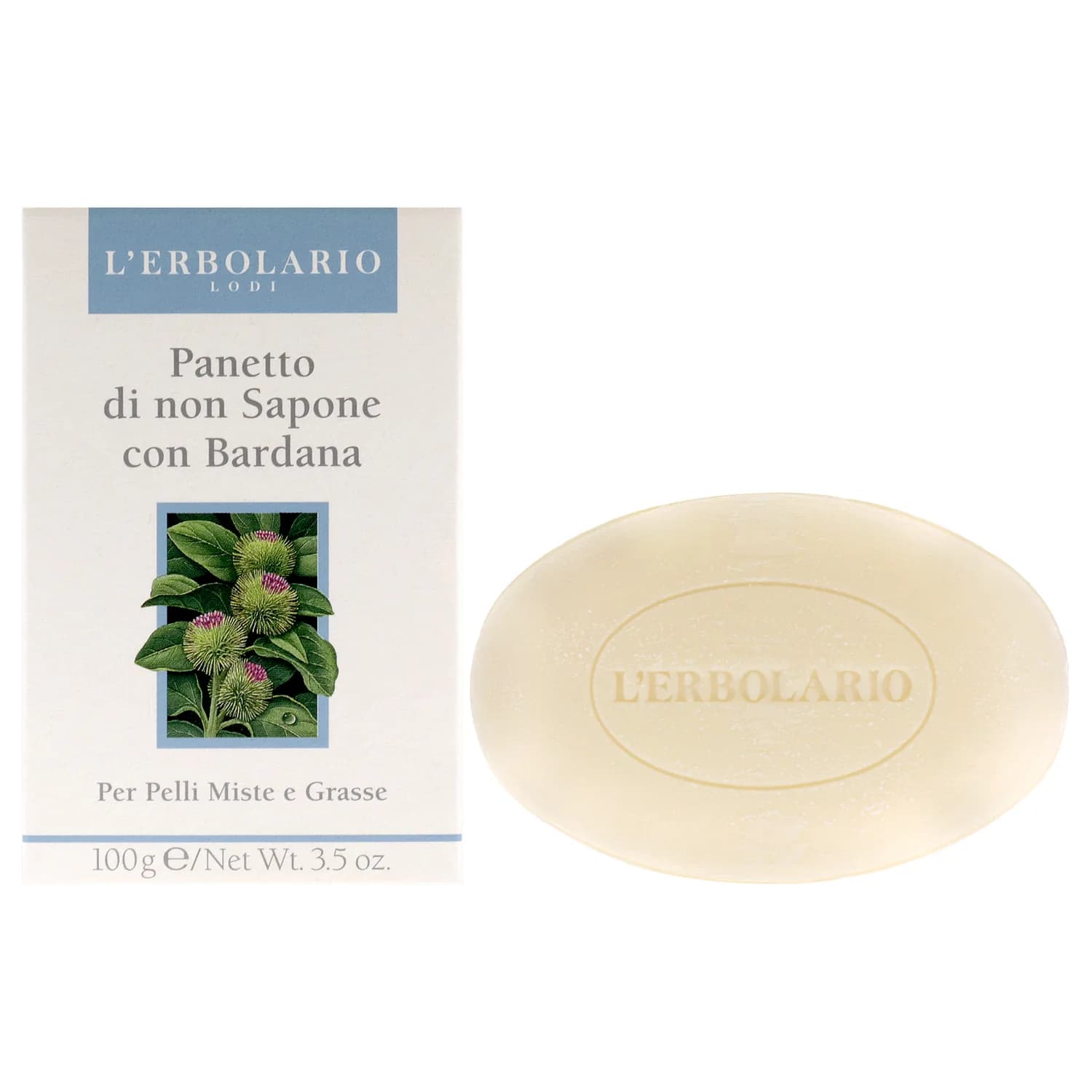 LErbolario Bar Soap, Burdock, 3.5 oz - Soapless Bar - With Extract of Burdock - Ideal for Oily Skin - Moisturizing and Nourishing - Cruelty-Free
