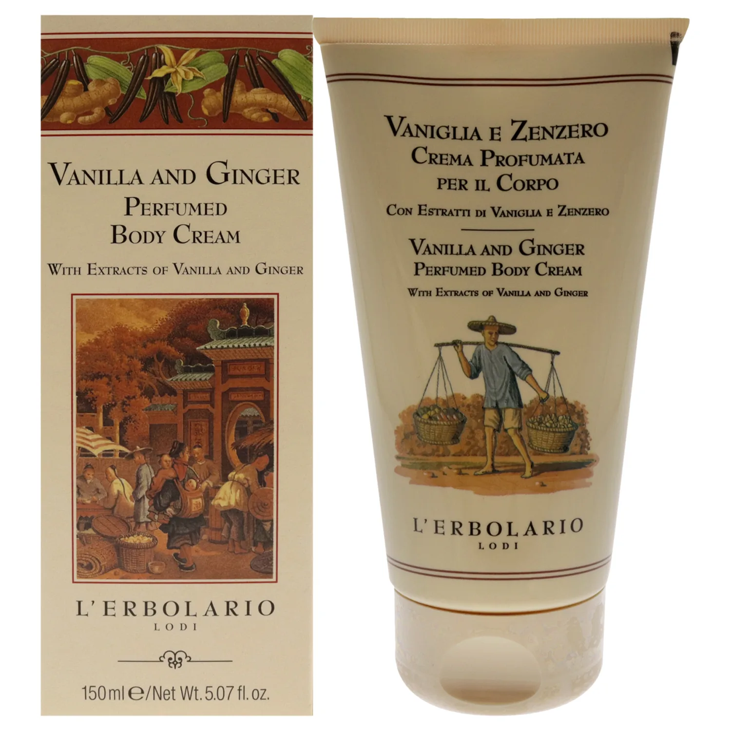 L'Erbolario Vanilla and Ginger Perfumed Body Cream 150ml / 5.07 oz