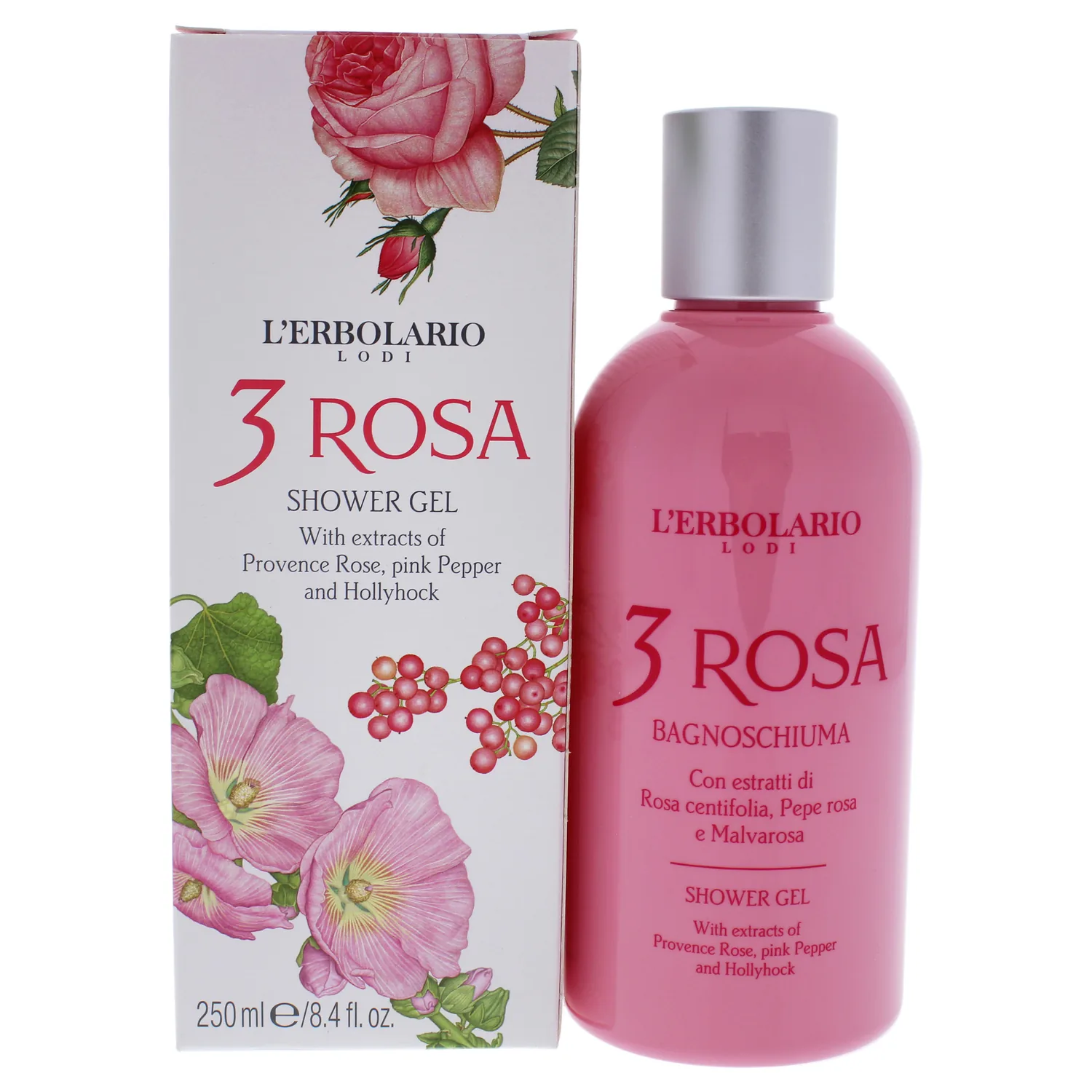 L'Erbolario 3 Rosa Shower Gel 248ml / 8.4 oz