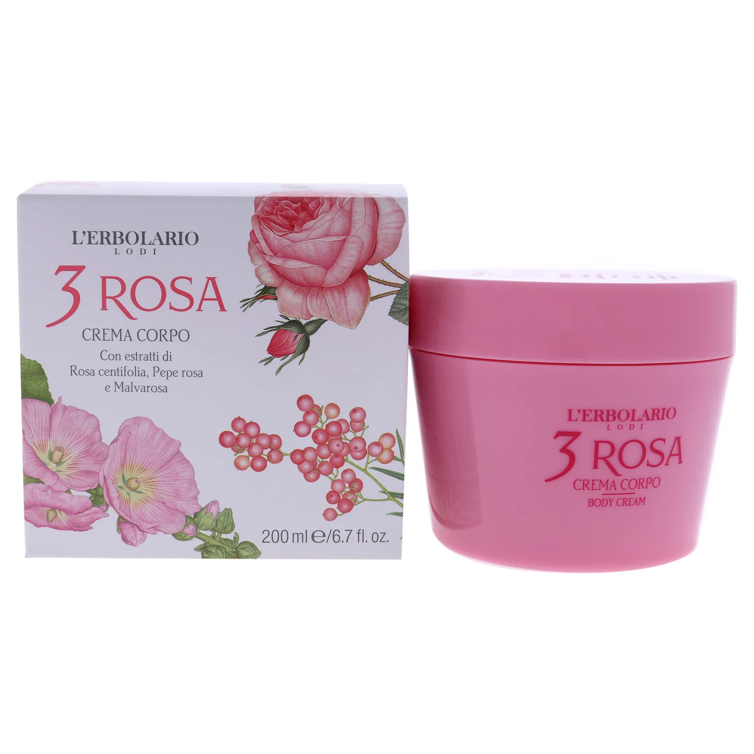 L'Erbolario 3 Rosa Body Cream 198ml / 6.7 oz