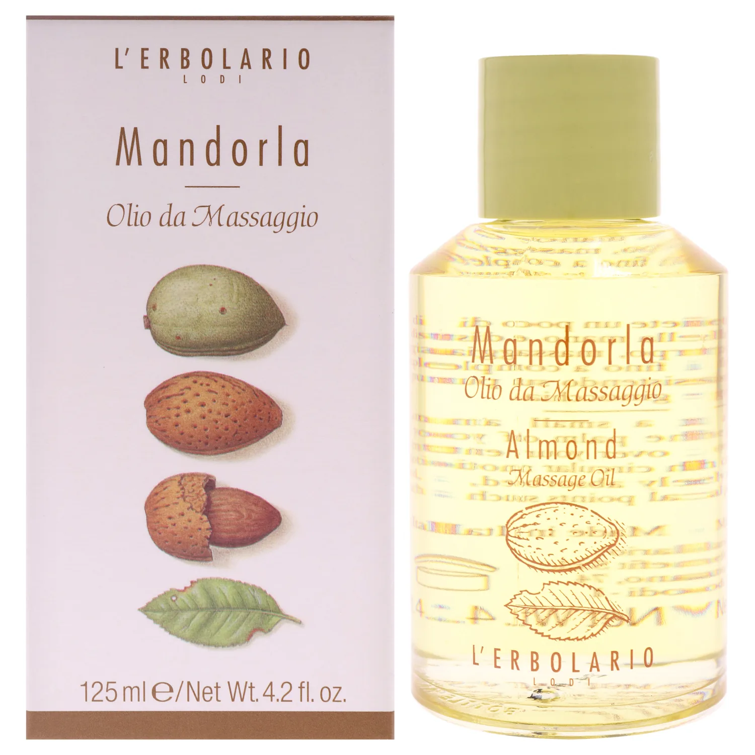 L'Erbolario Almond Massage Oil – Emollient and Softening Body Oil with Cold-Pressed Almond – Skin Nourishment for Delicate and Sensitive Skin - 4.2 oz