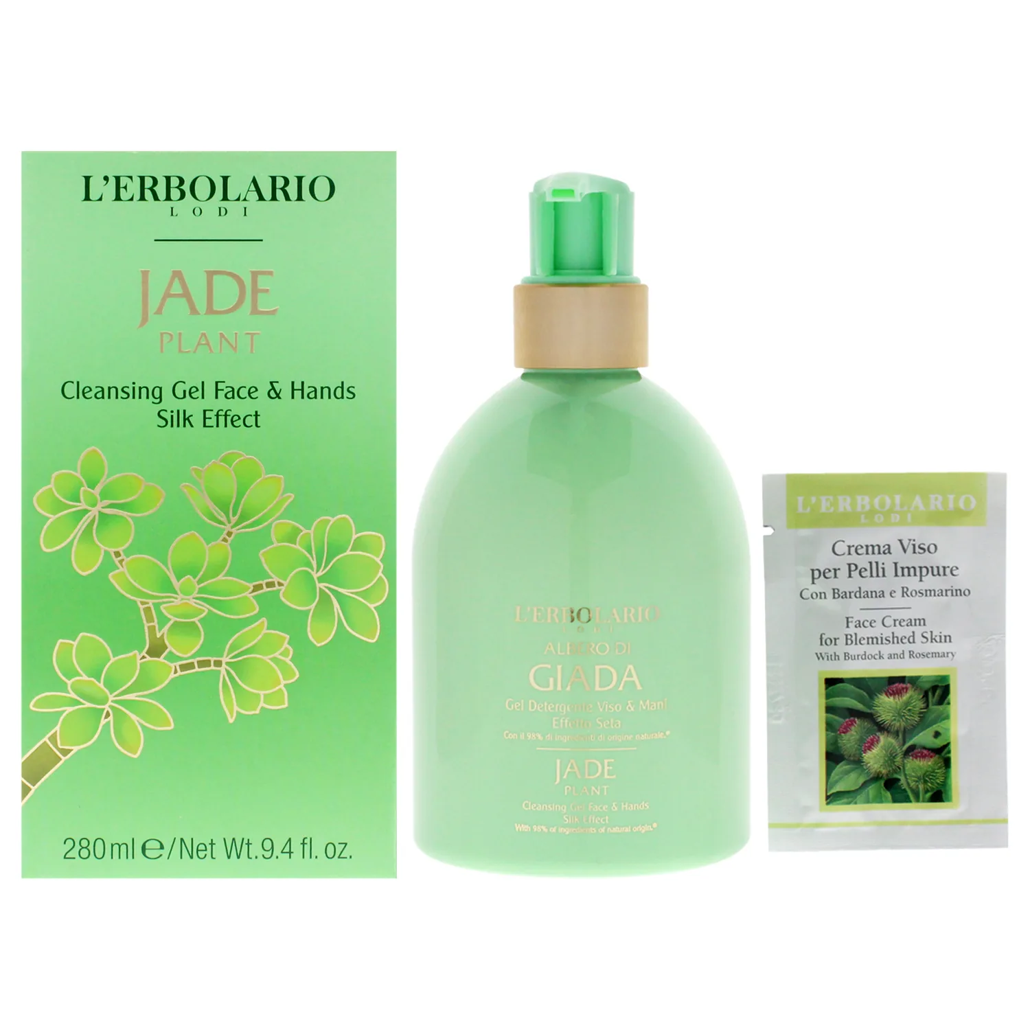 L'Erbolario Jade Plant Face and Hands Cleansing Gel Body Wash 278ml / 9.4 oz