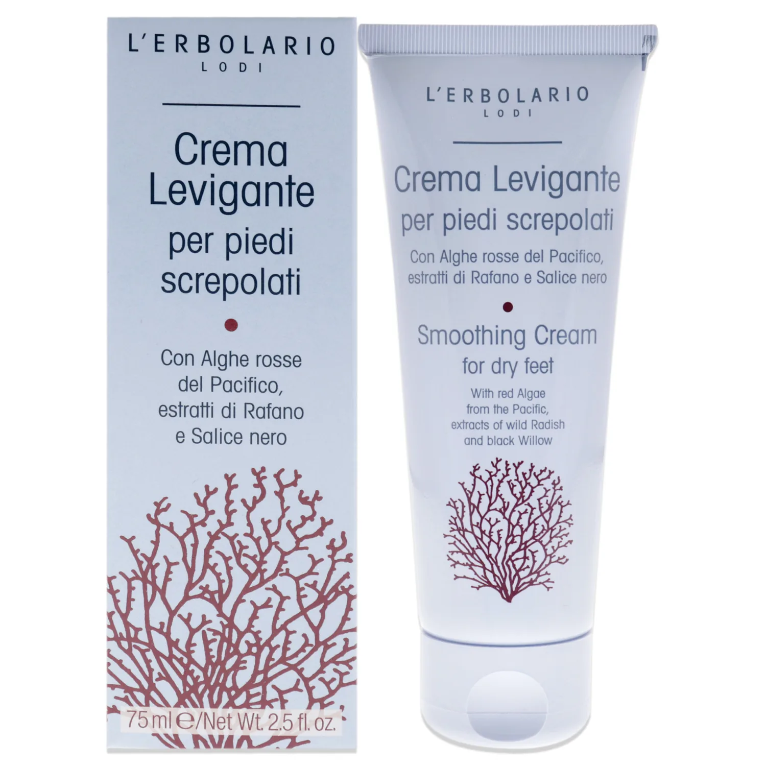 L’erbolario Smoothing Cream for Dry Feet - Foot Cream for Dry Cracked Heels and Feet - With Salicylic Acid - Smoothes Rough, Dry Skin - 2.5 oz
