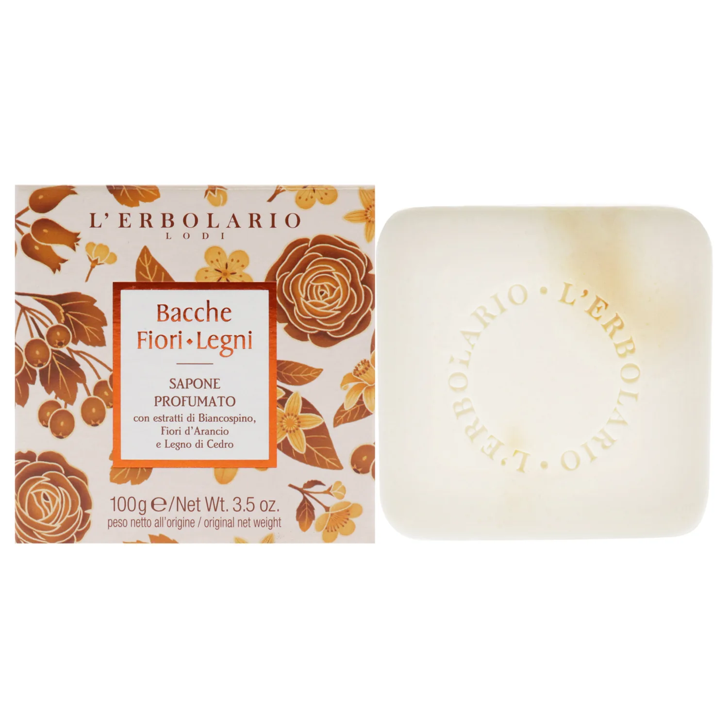 L'Erbolario Berries Flowers Wood Perfumed Soap - Soap Bar Provides Gentle Cleansing Action - Perfumed Body Soap - Rich in Coconut and Sunflower Oils - Scented Soap for Moisturised Skin - 3.5 oz