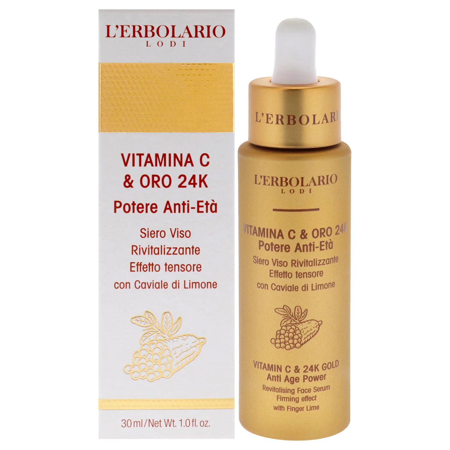 L'Erbolario Vitamin C and 24K Gold Face Serum 30ml / 1 oz