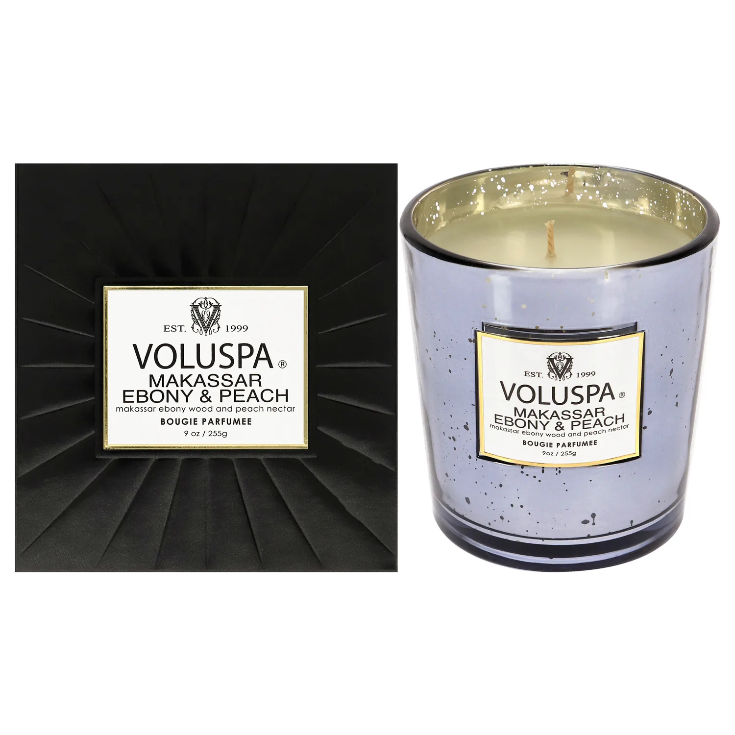 Voluspa Makassar Ebony and Peach Jar Candle 9 oz