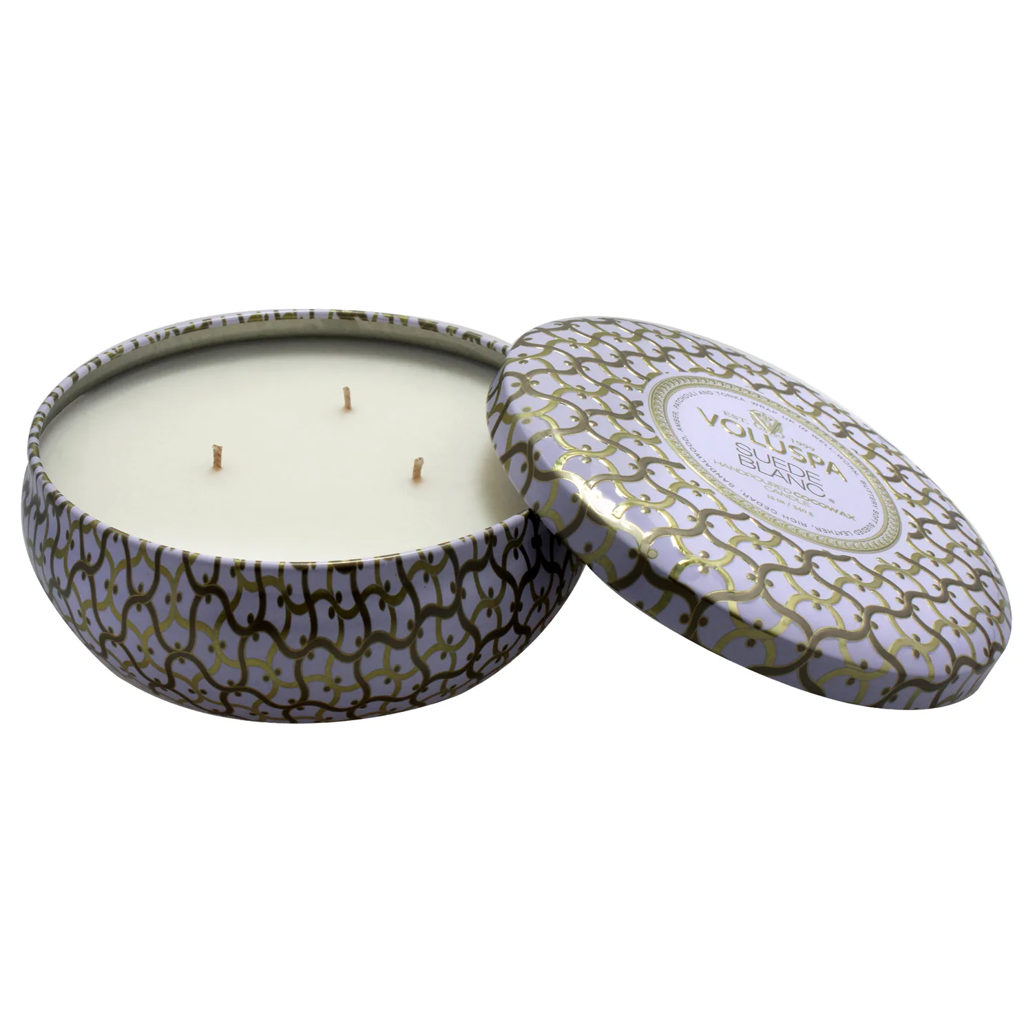 Voluspa Suede Blanc Tin Candle 12 oz