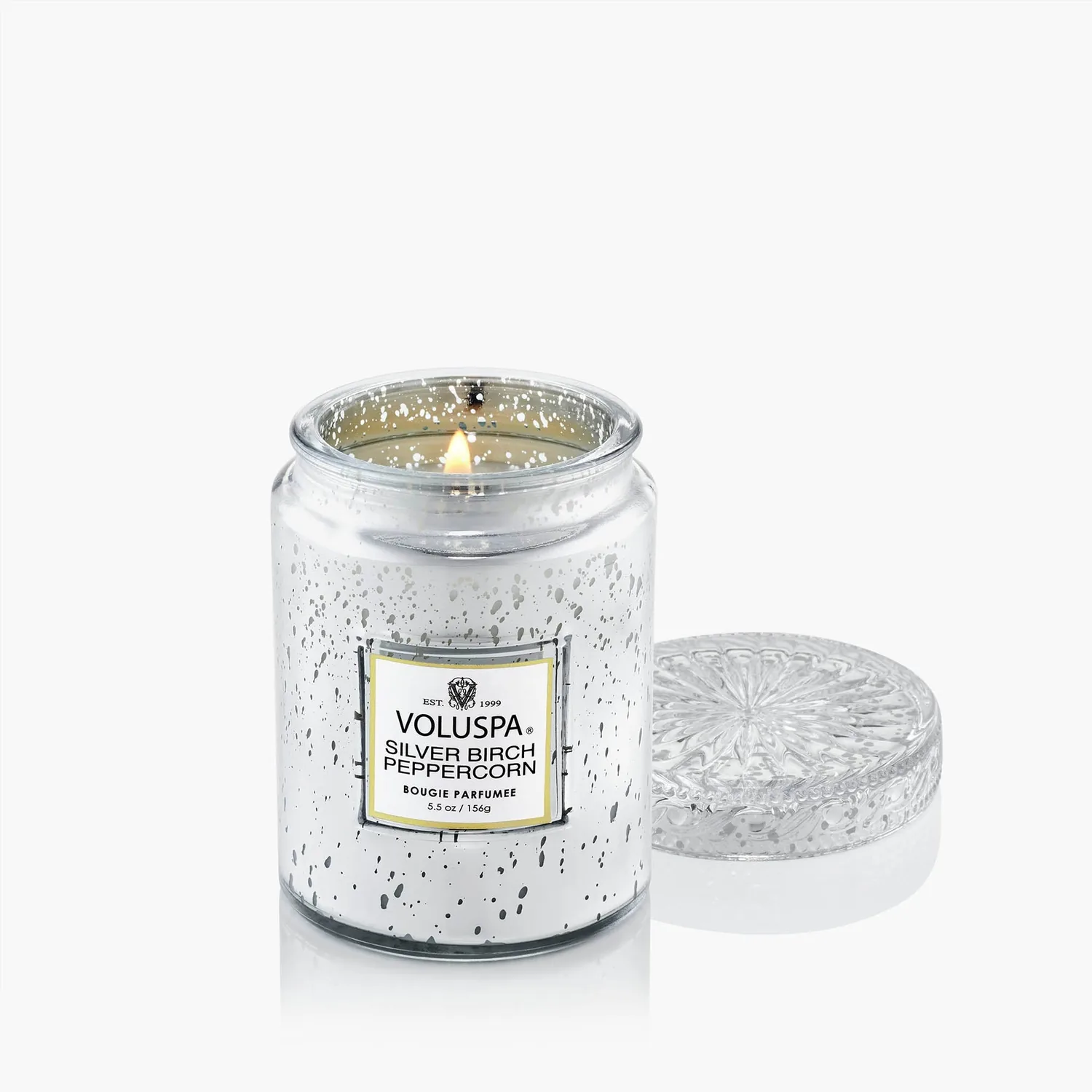 Voluspa Silver Birch Peppercorn Small Jar Candle, alternate angle