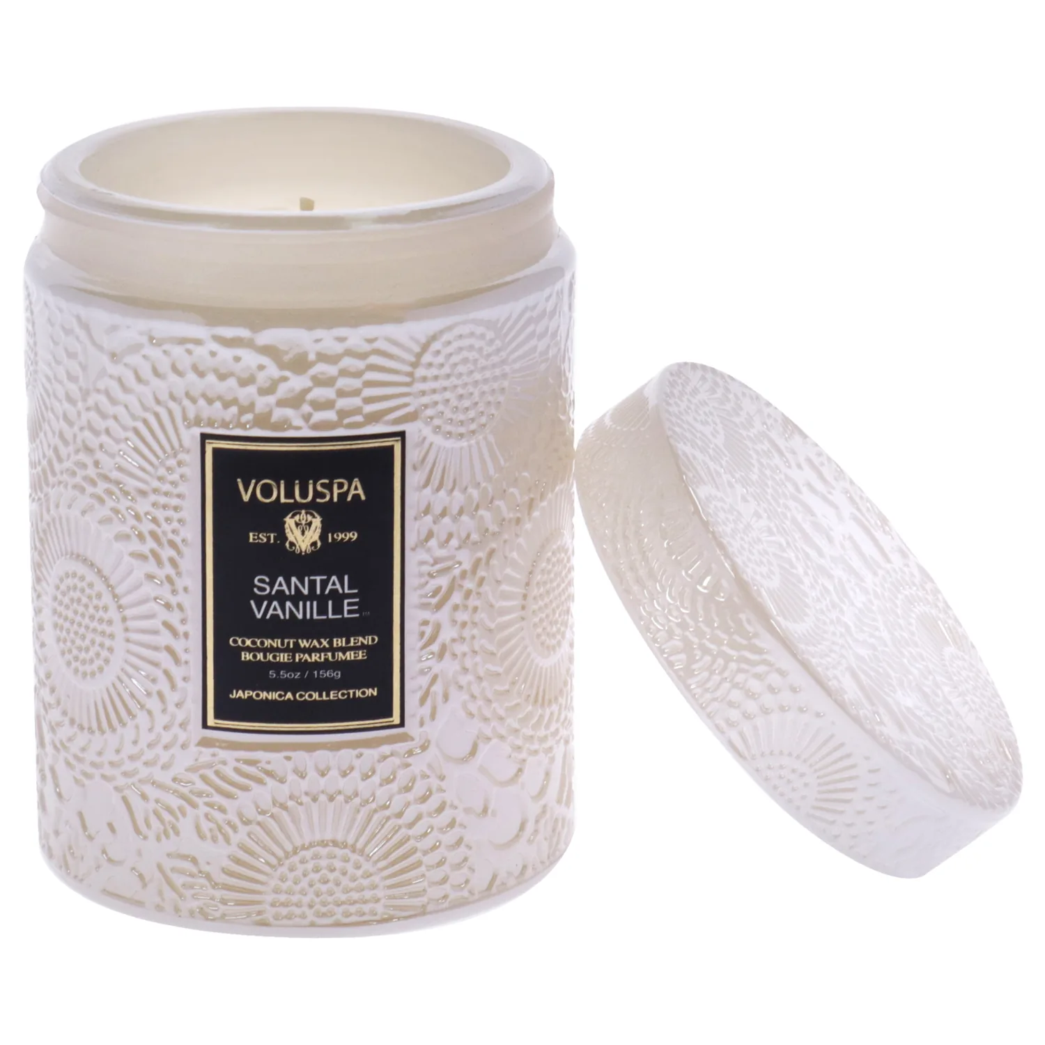 Voluspa Santal Vanille, Small Candle Jar, 5.5 oz, 50 Hour Burn Time, Coconut Wax for Clean Burning, Handcrafted in the USA