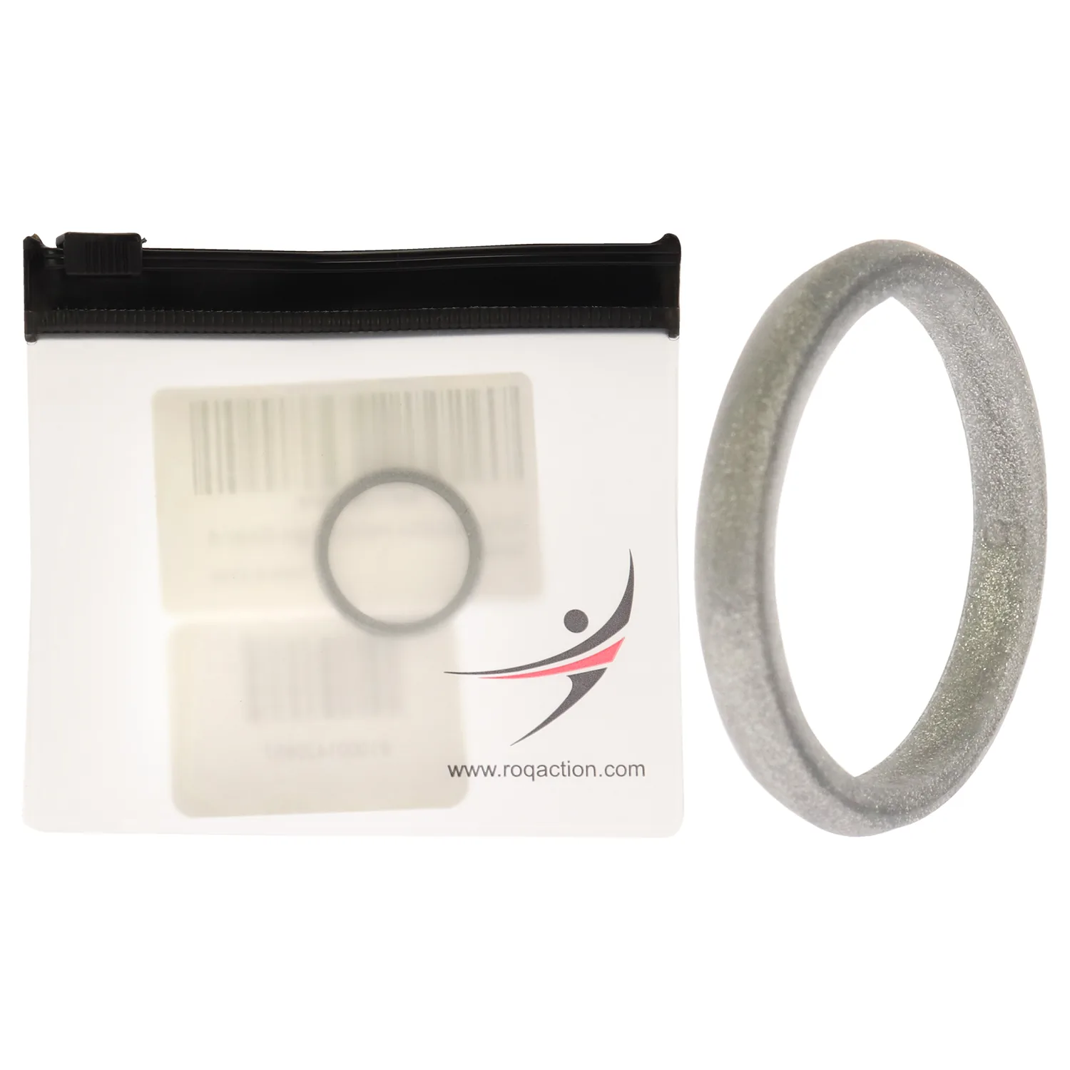 ROQ Silicone Wedding Stackable Ring - Point Pave Edge for Women