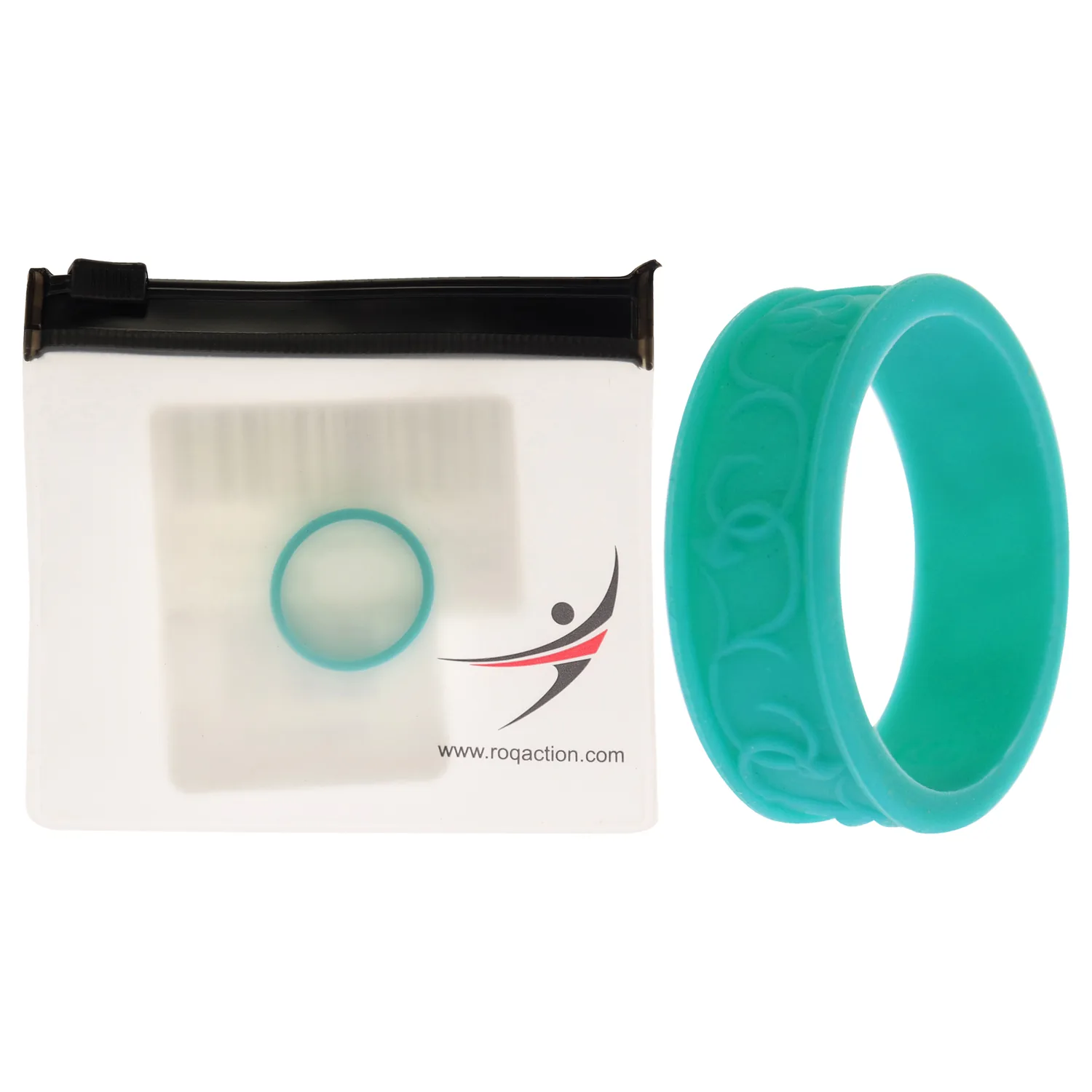 ROQ Silicone Rubber Wedding Ring for Women, Ornament, Breathable Silicone Wedding Band, Anniversary Ring, Promise Ring, 7mm Wide 2mm Thick, Single, Turquoise, Size 9