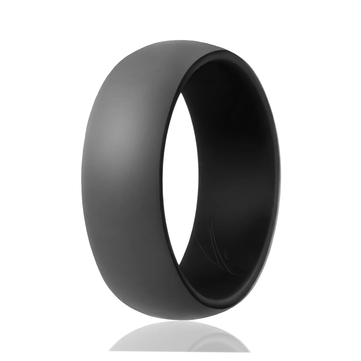 ROQ Silicone Wedding Ring - Dome Style Duo Collection - Black & Grey for Men