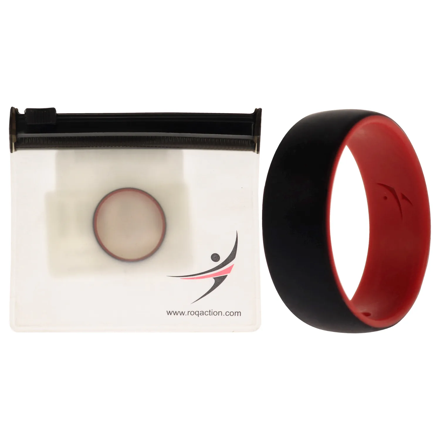 ROQ Silicone Wedding 2Layer Dome Ring - Black & Red for Men