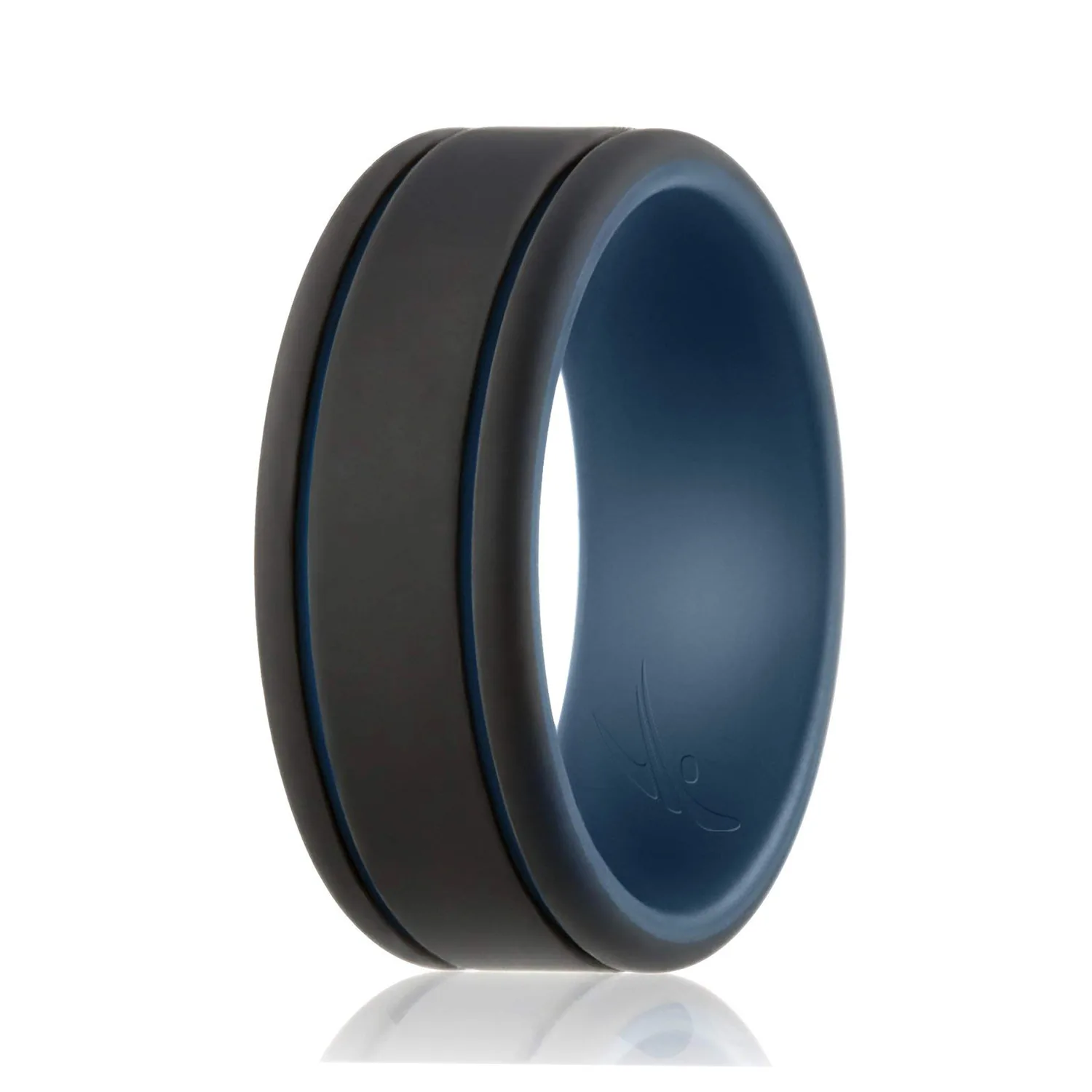 ROQ Silicone Wedding Ring - Duo Collection 2 Thin Lines for Men