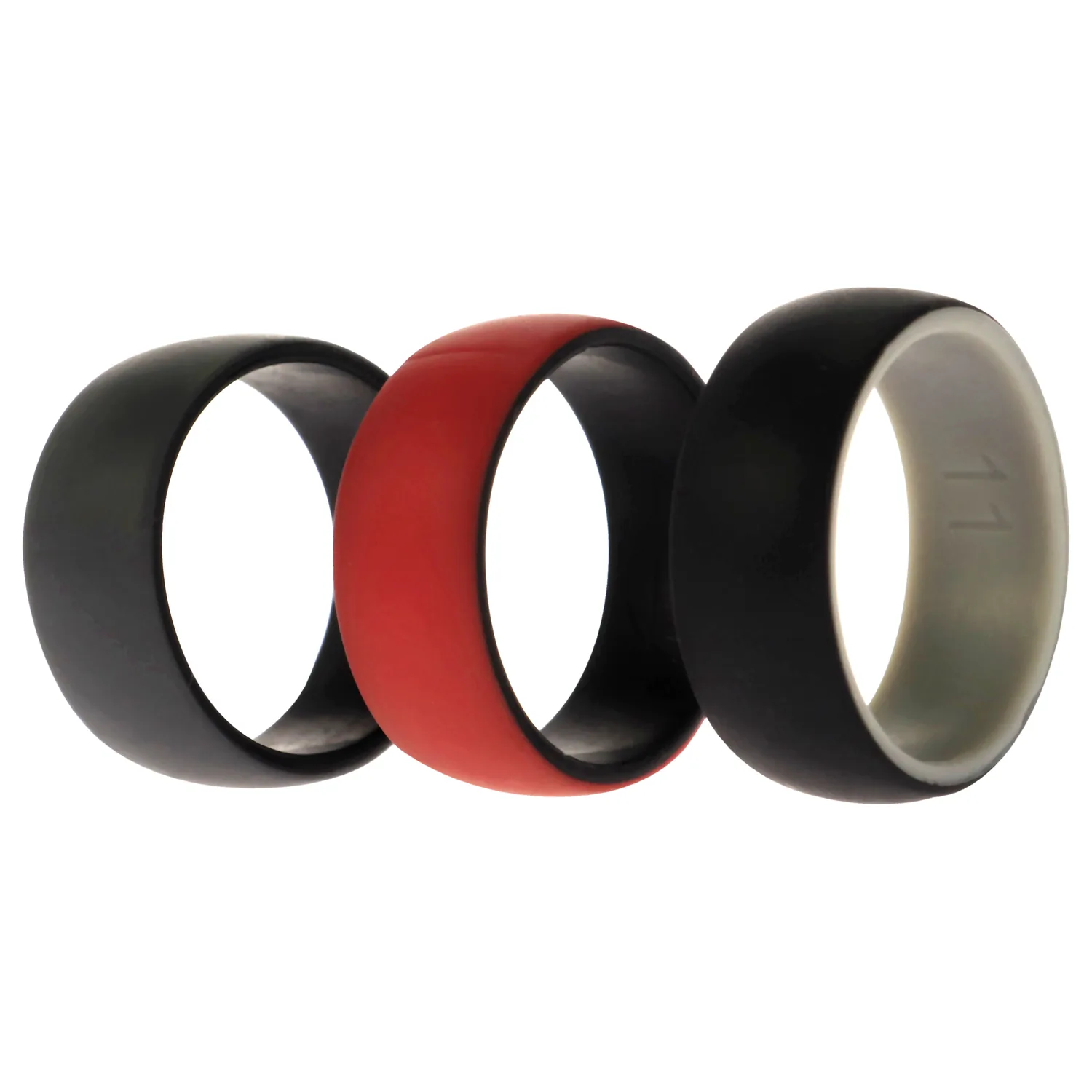 ROQ Silicone Wedding 2Layer Dome Ring - Black-Red for Men