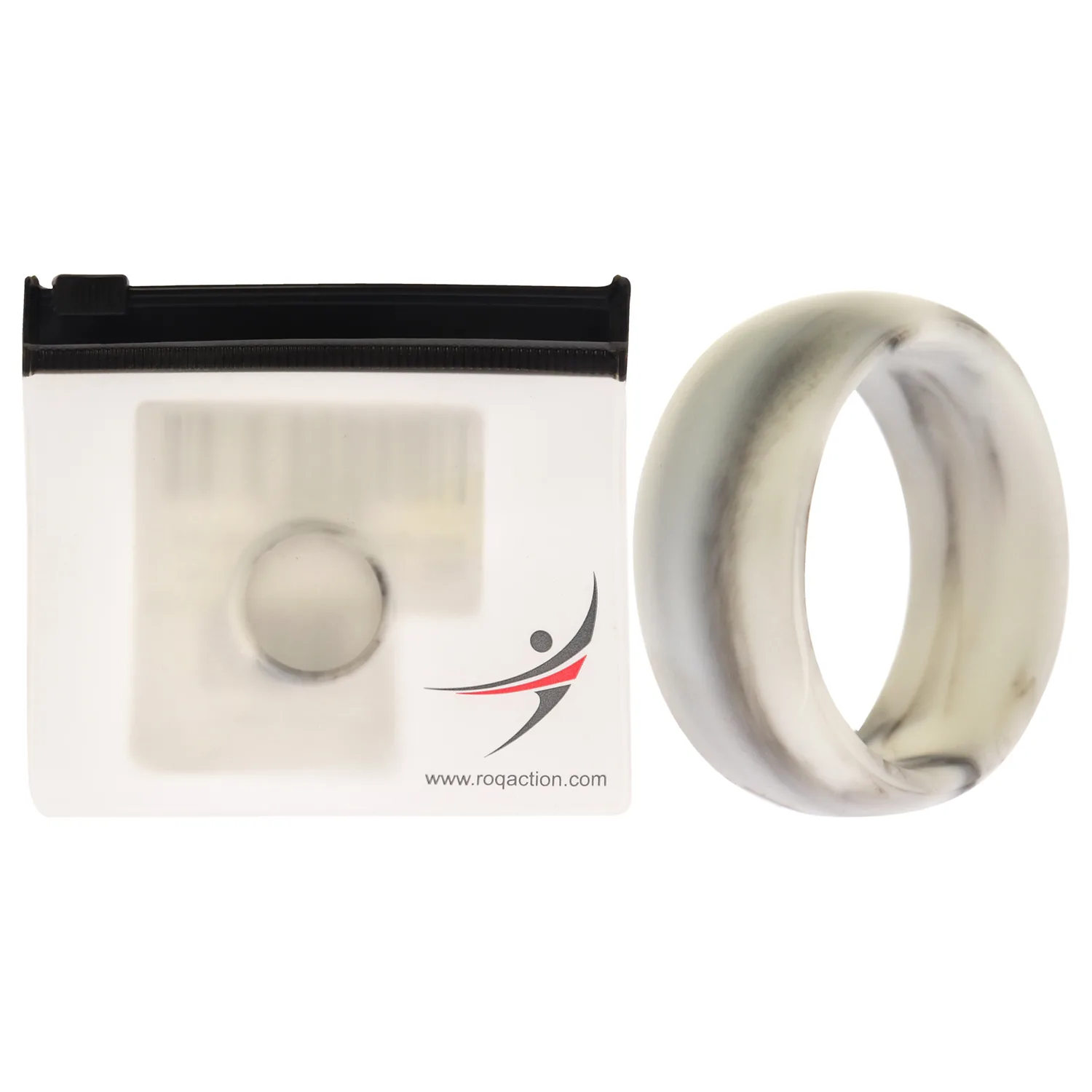 ROQ Silicone Rubber Wedding Ring for Men, Comfort Fit, Breathable Rubber Engagement Band, Men's Wedding Band, 8mm Wide 2mm Thick, Dome Solid, Single, Marble, Size 9