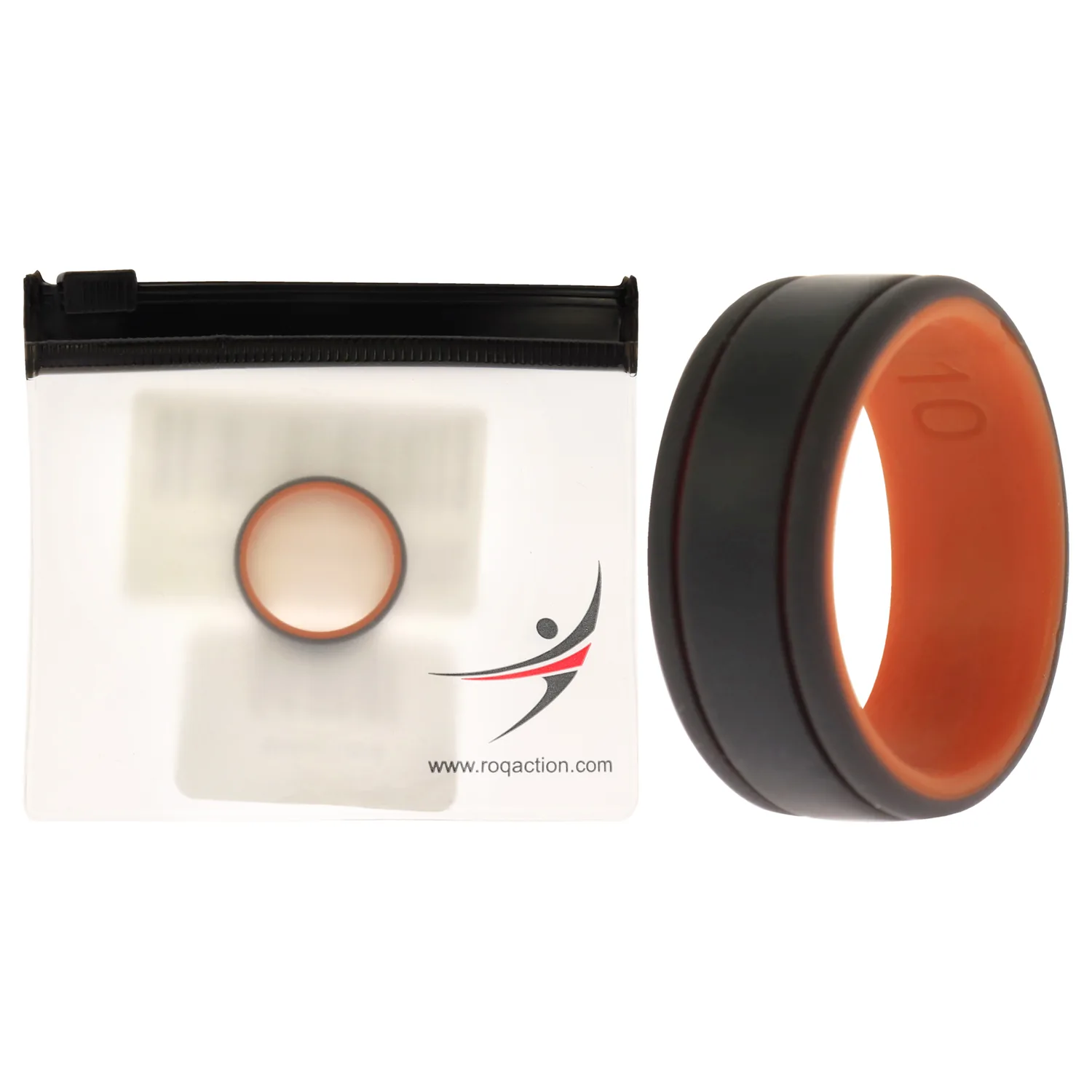 ROQ 2 Thin Lines Duo Collection Wedding Ring - Orange & Grey for Men