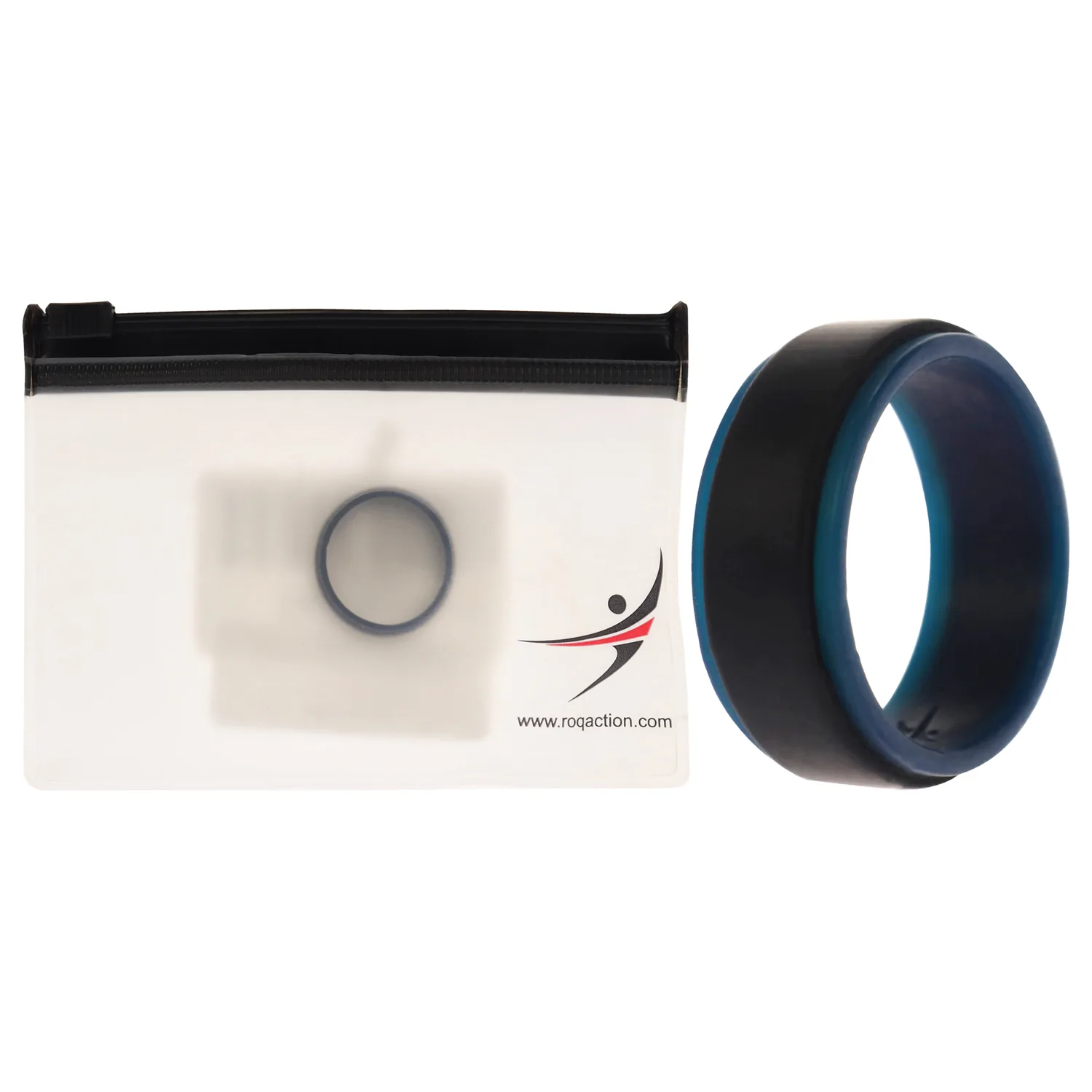 ROQ Silicone Wedding 2Layer Step Ring - Blue-Black for Men