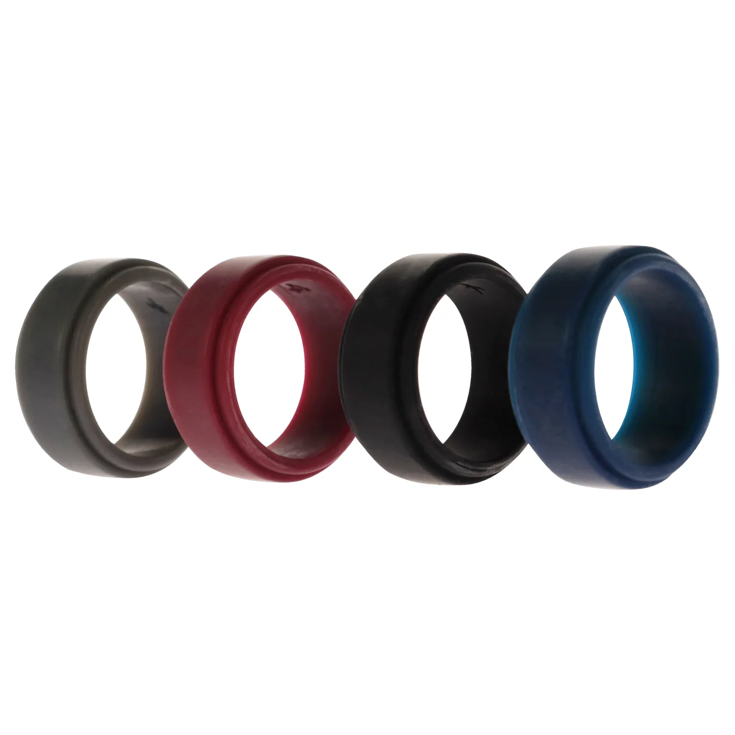 ROQ Silicone Wedding Step Ring Set - Bordeaux for Men