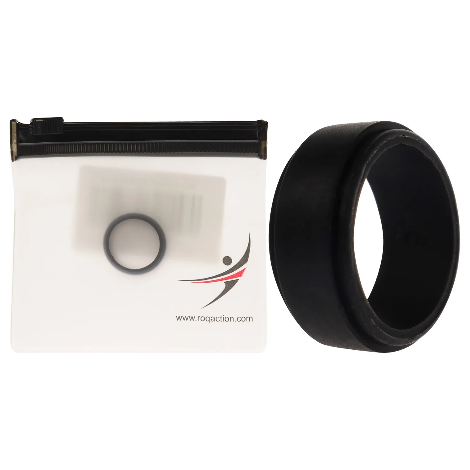 ROQ Silicone Rubber Wedding Ring for Men, Comfort Fit, Men's Wedding Band, Breathable Rubber Engagement Band, 8mm Wide 2mm Thick, Step Edge, Single, Black, Size 6