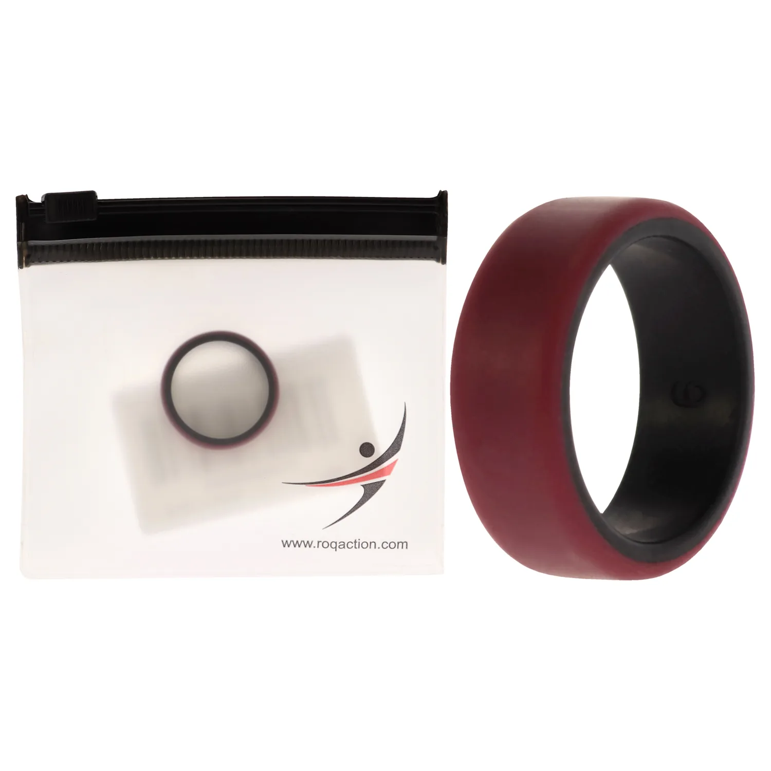 ROQ Silicone Rubber Wedding Ring Beveled Duo Black & Bordeaux for Men