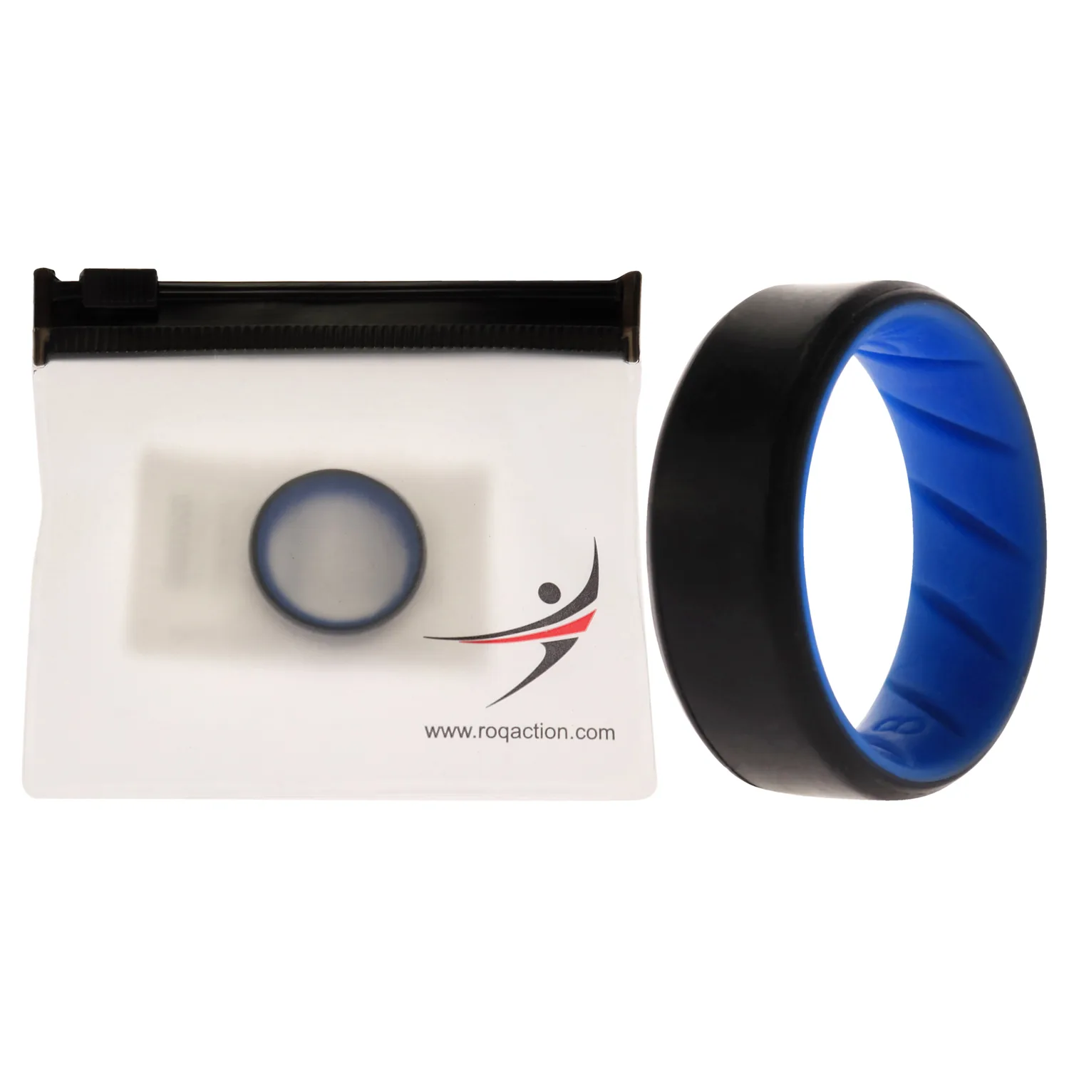ROQ 8mm Beveled Duo Ring - Light Blue and Black for Men