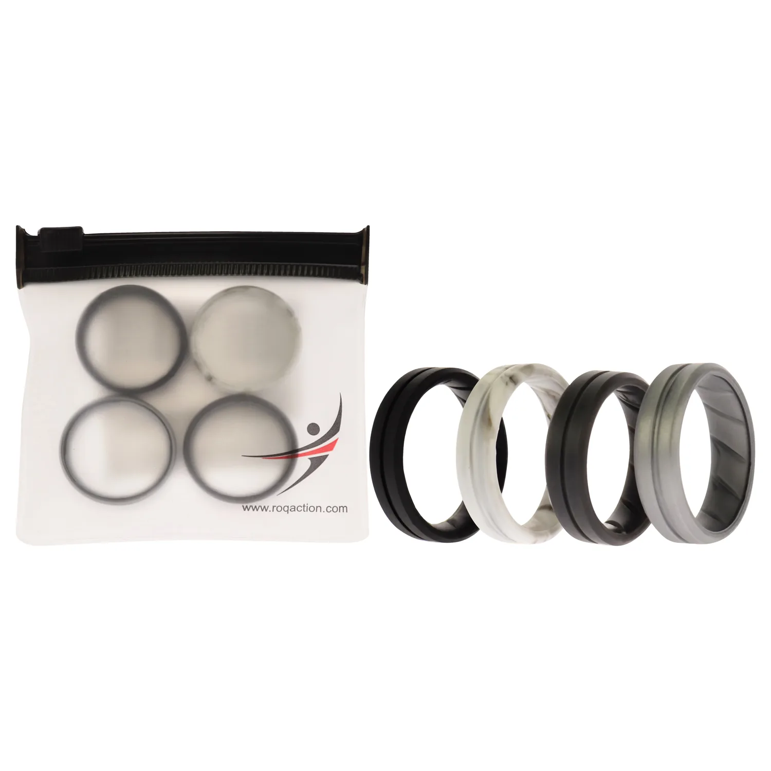 ROQ Silicone Wedding BR Middle Line Ring Set - Basic-Marble for Men