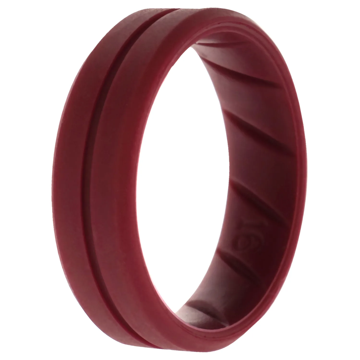 Silicone Wedding BR Middle Line Ring - Basic-Bordo by ROQ for Men - 16 mm Ring
