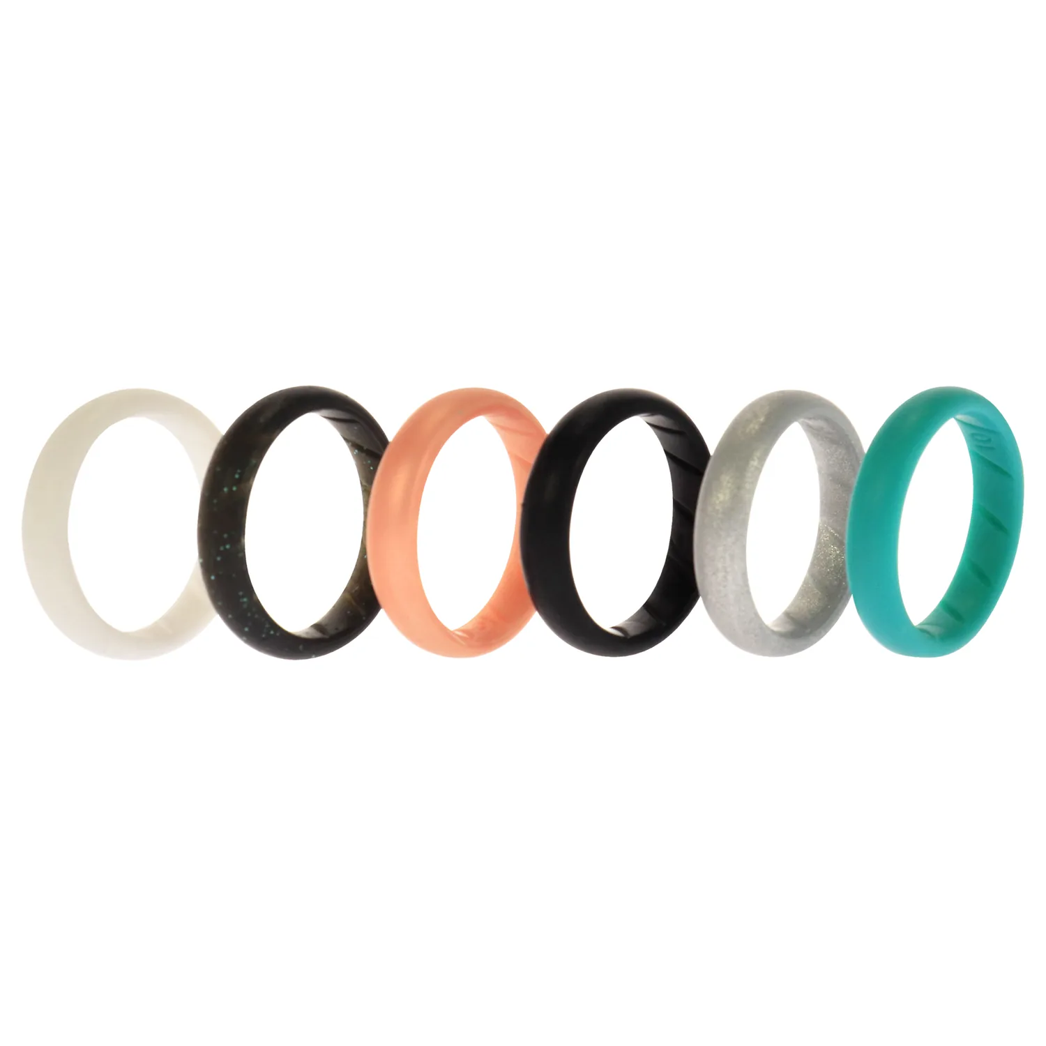 Silicone Wedding BR Solid Ring Set - Basic-Metal by ROQ for Women - 6 x 10 mm Ring