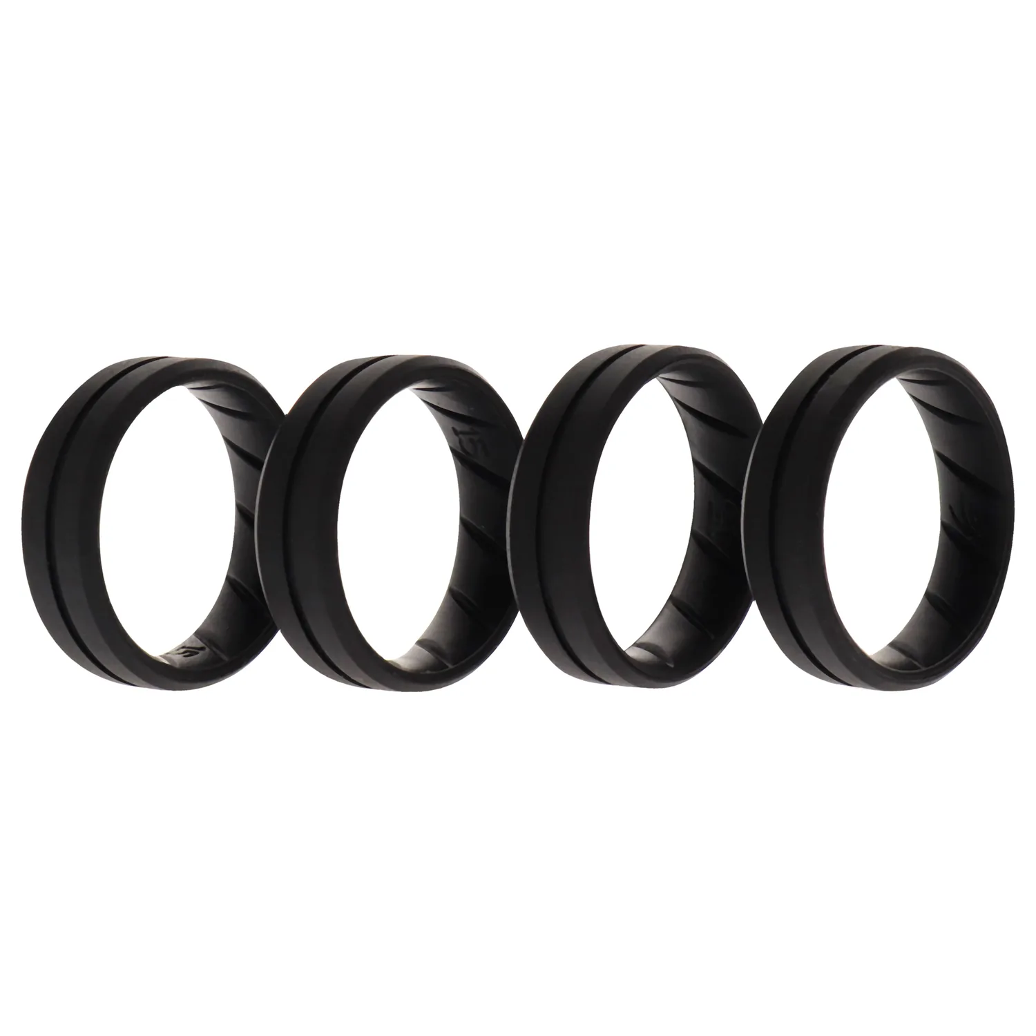 ROQ Silicone Wedding BR Middle Line Ring Set - Basic-Black for Men