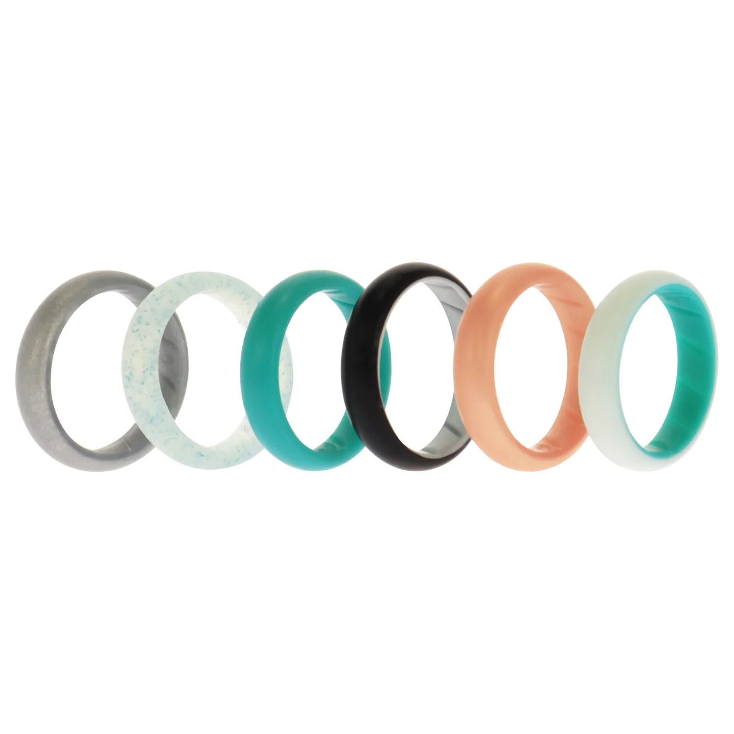 Silicone Wedding BR Solid Ring Set - Turquoise by ROQ for Women - 6 x 9 mm Ring