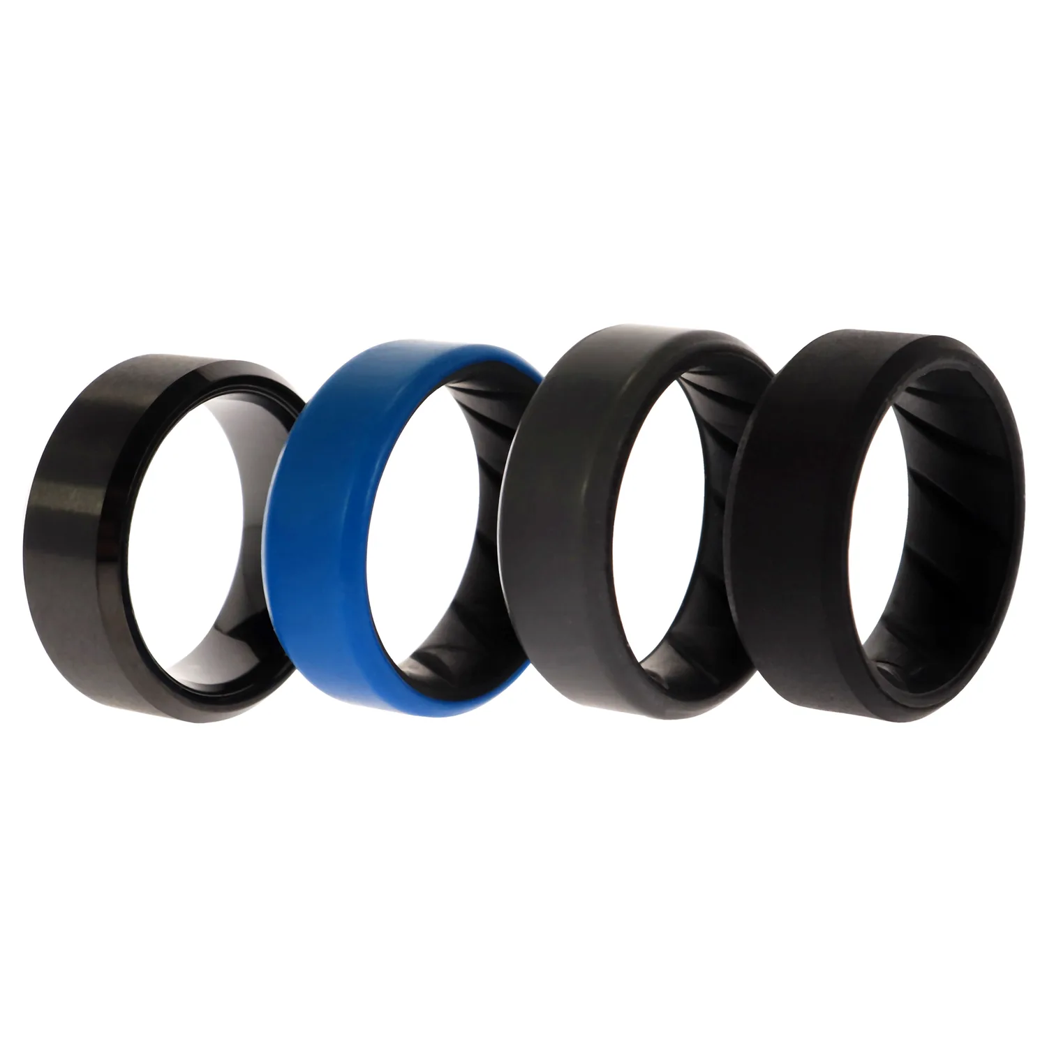 ROQ Silicone Wedding Twin Ring - Blue for Men