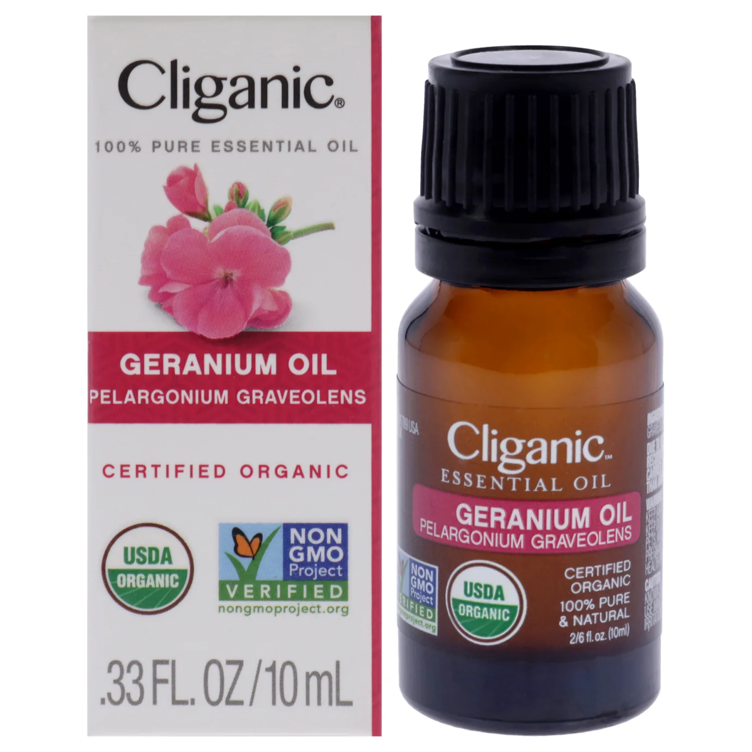 Cliganic Organic Geranium Essential Oil, 100% Pure Natural for Aromatherapy | Non-GMO Verified (Packaging May Vary)