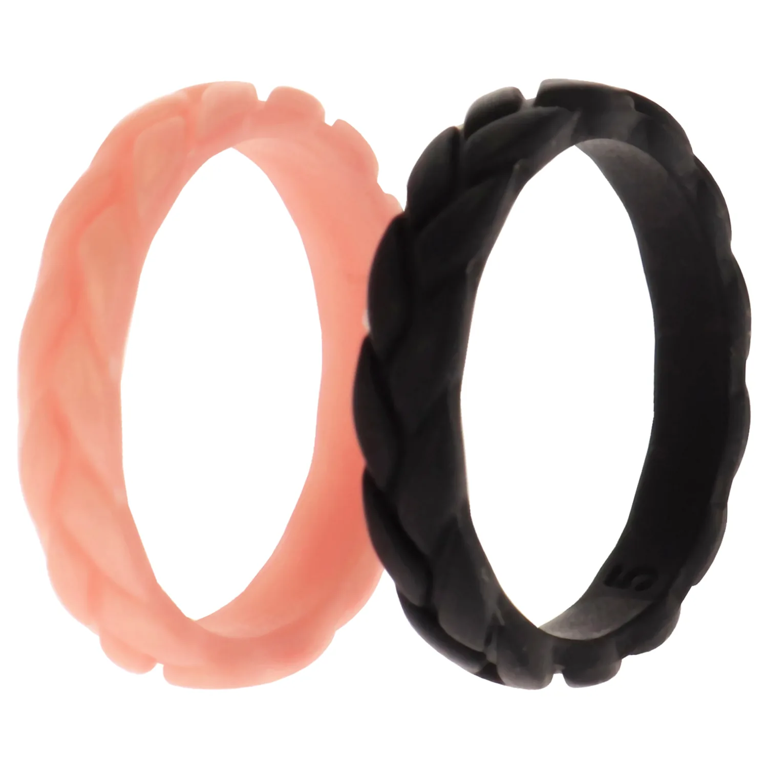 Silicone Wedding Leaves Ring Set - Metal-Pink by ROQ for Women - 2 x 5 mm Ring