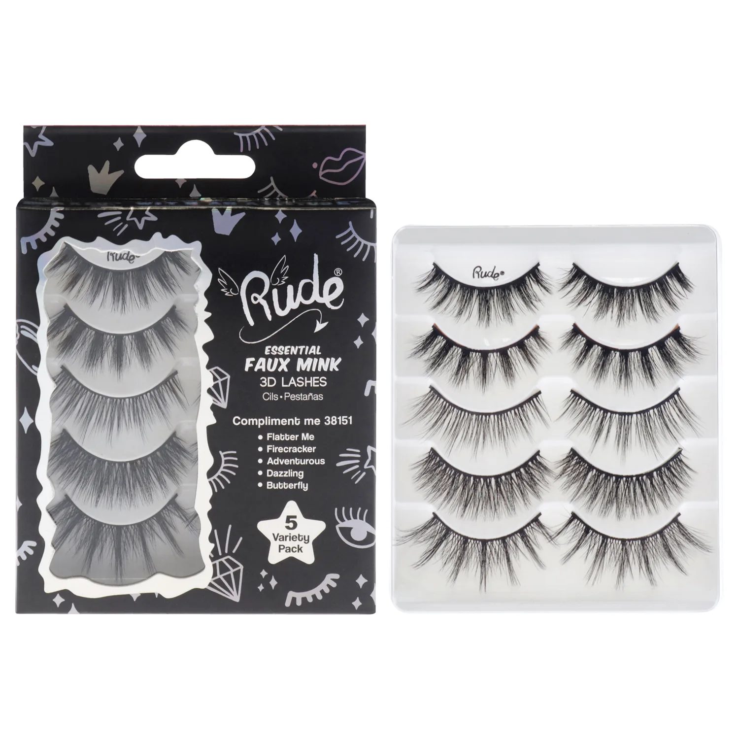 Rude Cosmetics Essential Faux Mink 3D Lashes - Compliment Me False Eyelashes