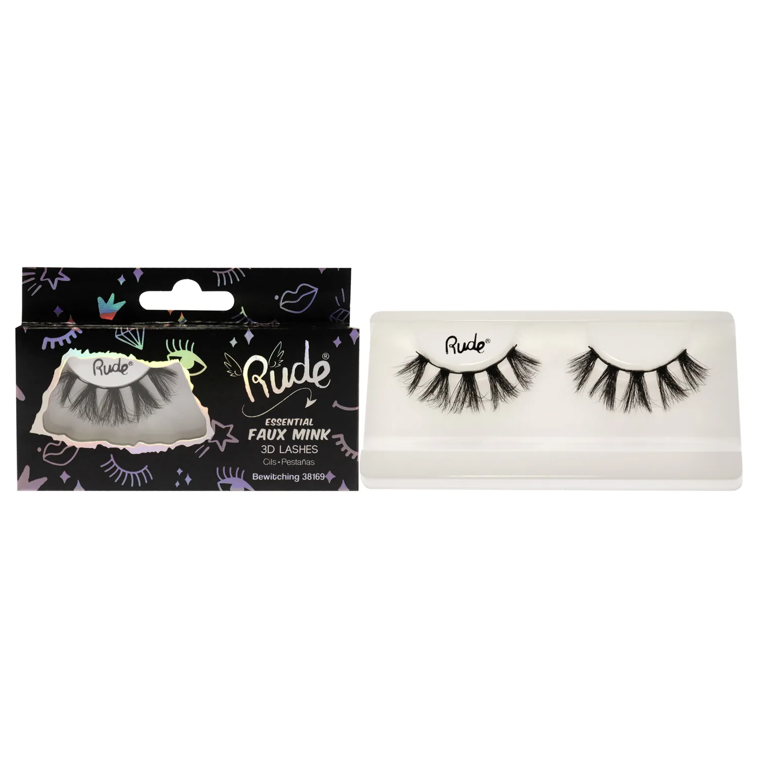 Rude Cosmetics Essential Faux Mink 3D Lashes - Bewitching False Eyelashes