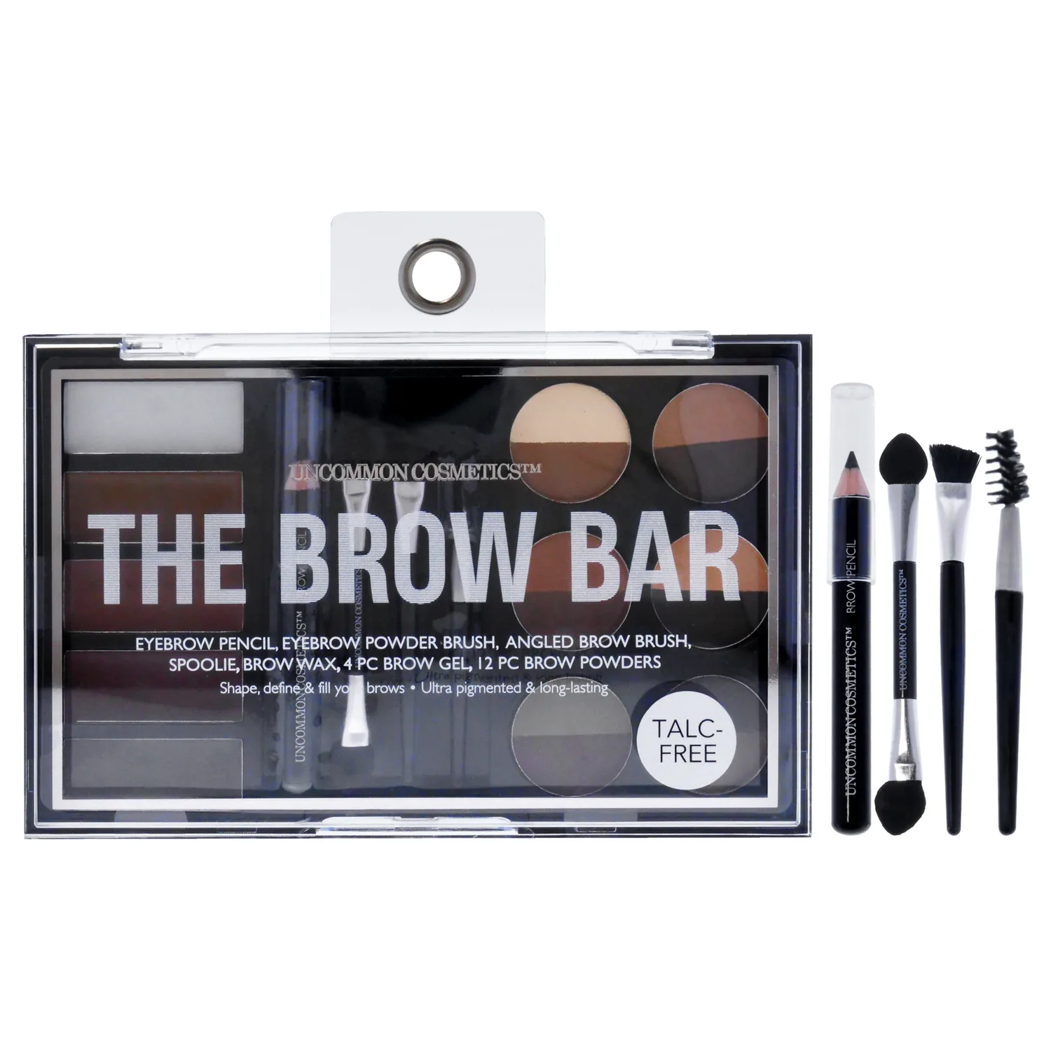 Uncommon Cosmetics The Brow Bar - All-in-One Kit with Variety of Ultra-Pigmented Shades - Eyebrow Gel, Brow Wax and 16 Brow Powders - 21 Pc Gift Set