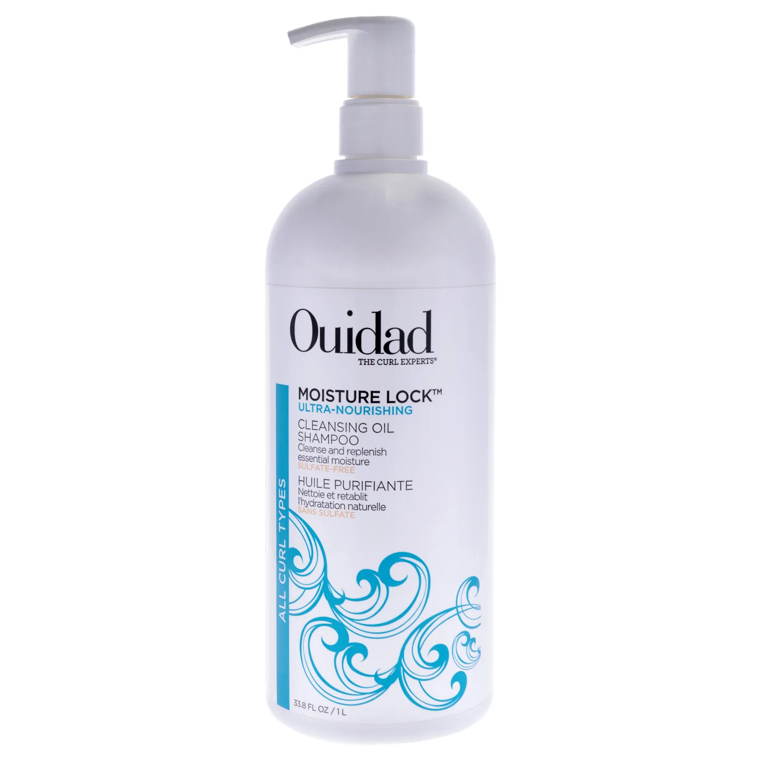 Ouidad Moisture Lock Ultra Nourishing Cleansing Oil Shampoo for Curly Hair - 33.8 fl oz, Rehydrates Dry, Damaged Curls, Color Safe Shampoo, For Women & Men, All Curl Types