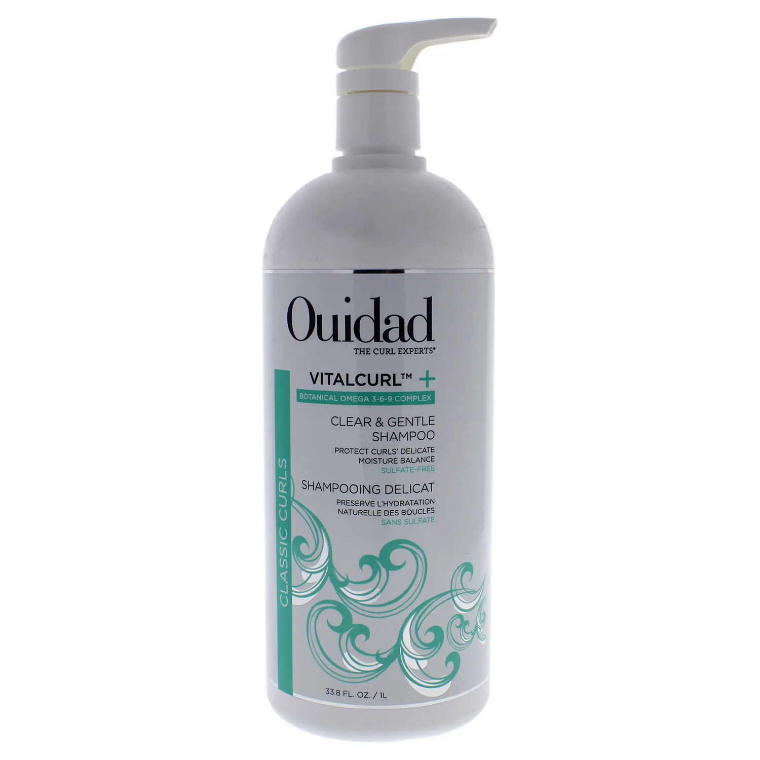 OUIDAD Vitalcurl+ Clear & Gentle Shampoo Liter Size, 33.8 oz.