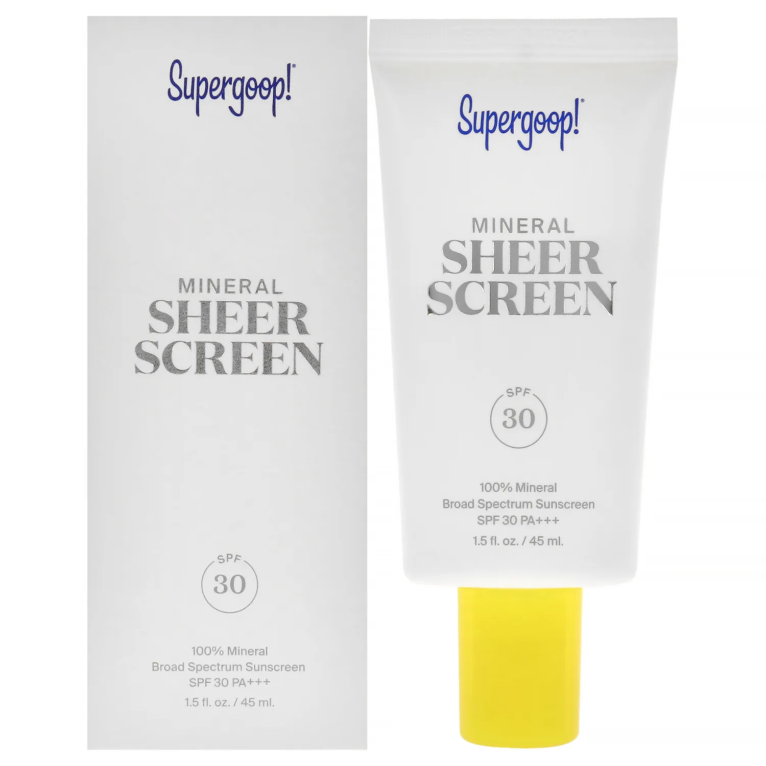 Supergoop! Mineral Sheerscreen SPF 30 PA+++, 1.5 fl oz - Mineral, Broad Spectrum Face Sunscreen + Primer + Helps Filter Blue Light - Satin Finish - For All Skin Types