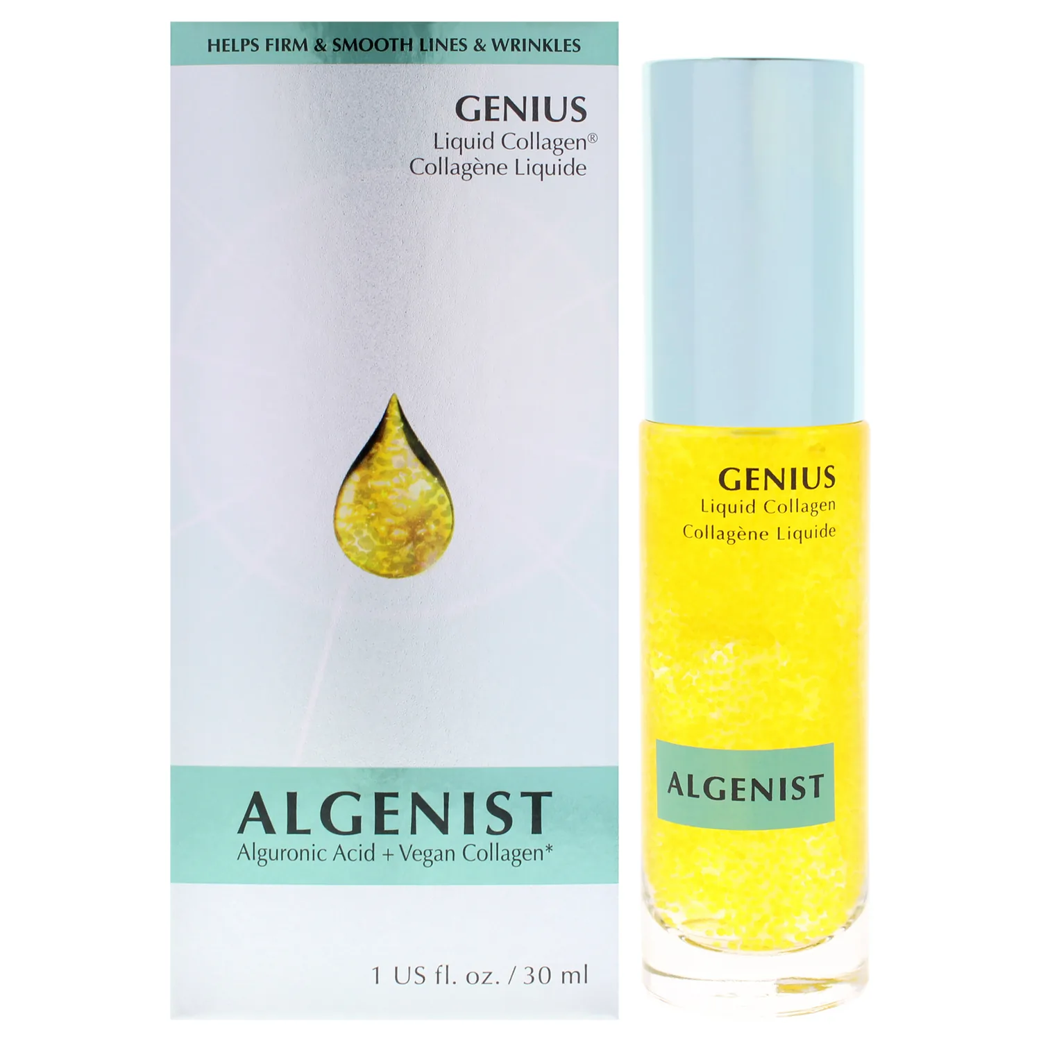 Algenist GENIUS Liquid Collagen Serum - Firming and Hydrating Face Serum with Collagen + Vitamin E - Helps Visibly Minimize Fine Lines + Wrinkles and Improve Elasticity (30ml)